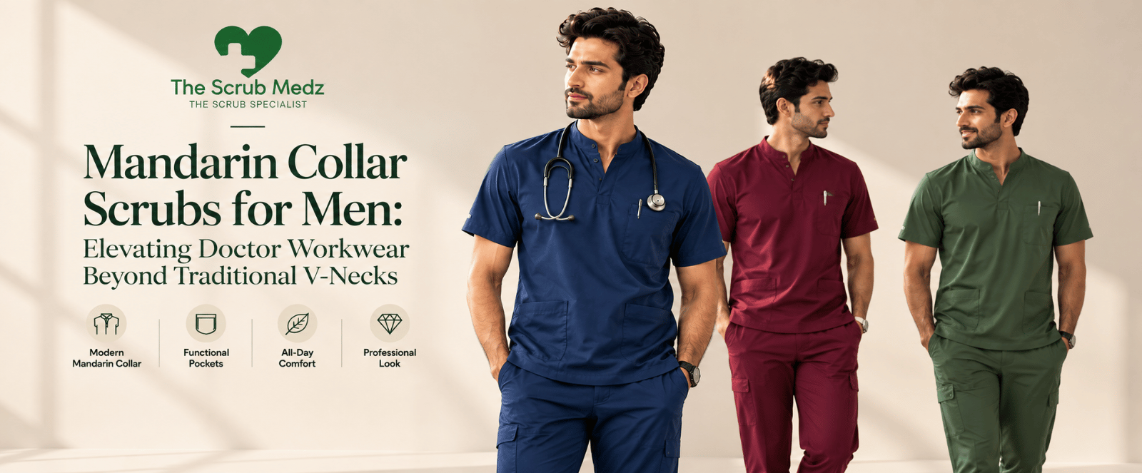Mandarin Collar Scrubs for Men: Elevating Doctor Workwear Beyond Traditional V-Necks