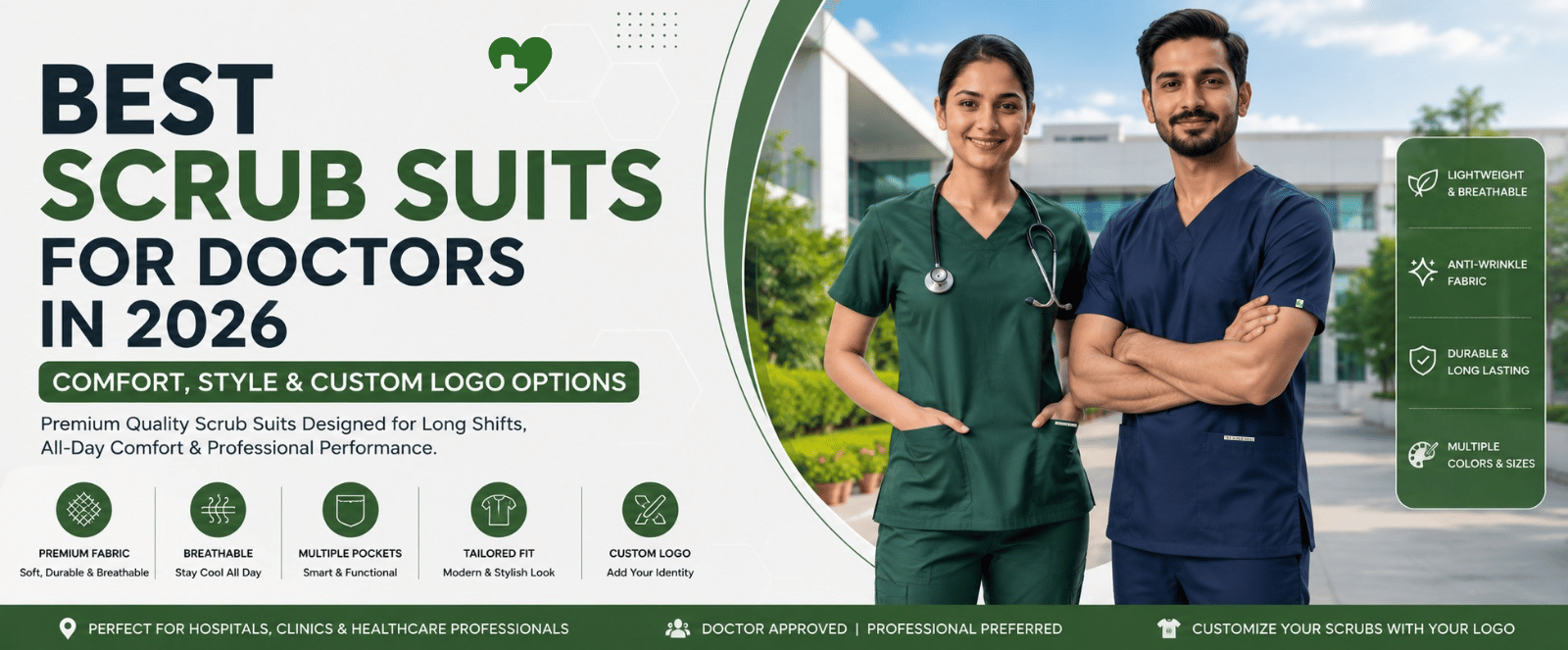 Best Scrub Suits for Doctors in 2026 — Comfort, Style & Custom Logo Options