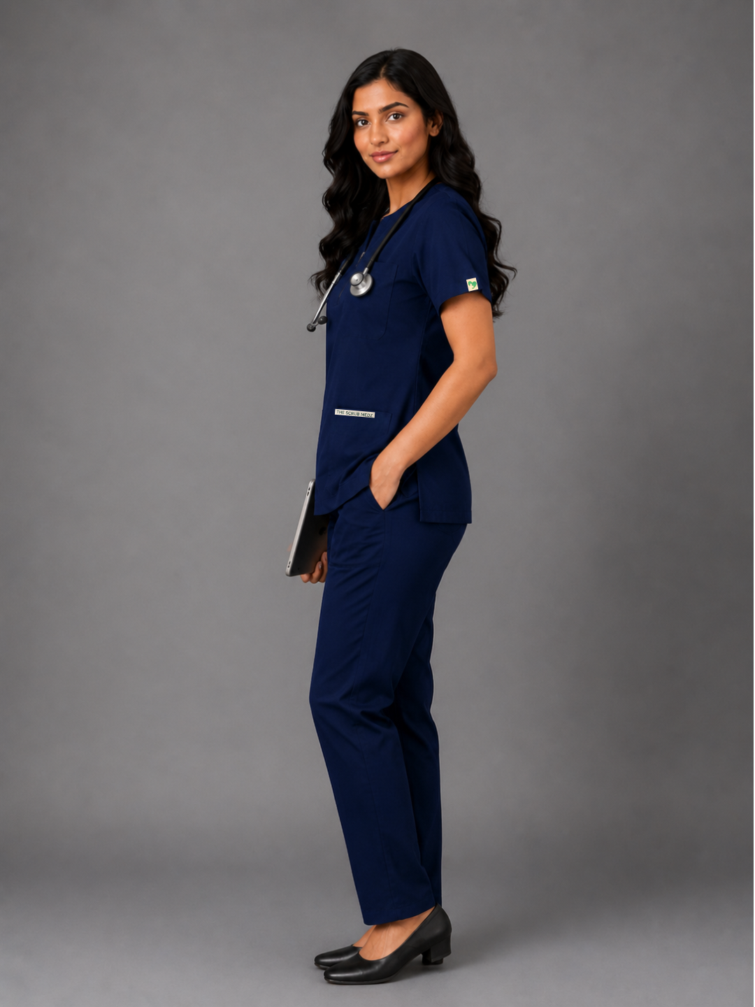 TSM ELITE 6 POCKET ZIPPER (NAVY BLUE) WOMEN SCRUB