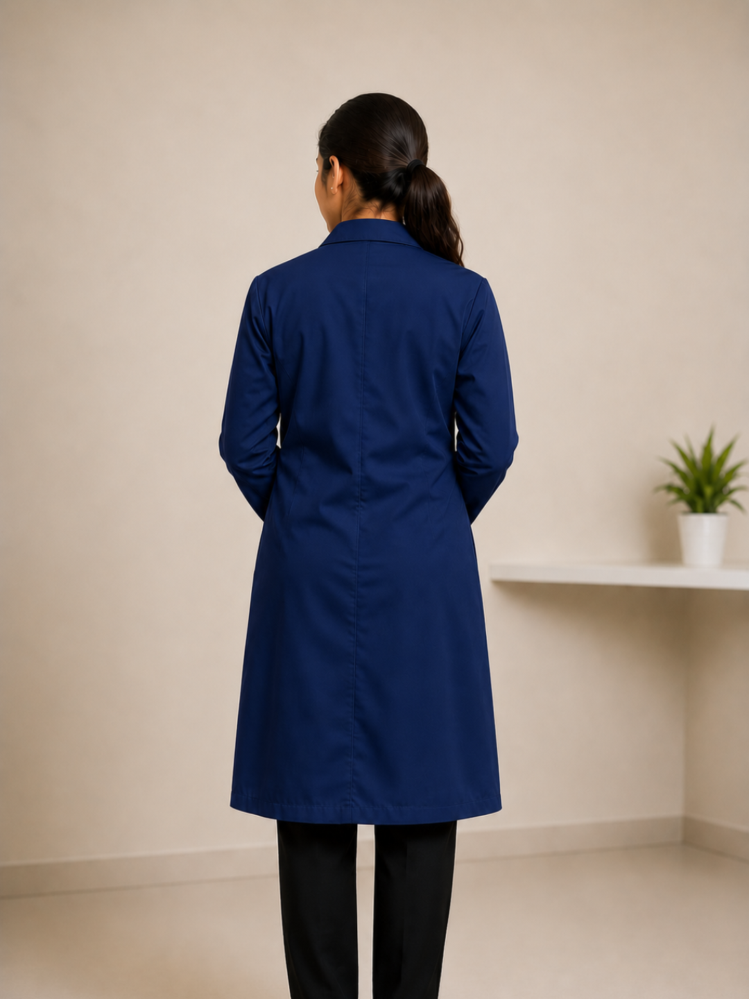 NAVY BLUE FULL SLEEVE LAB COAT FOR WOMEN