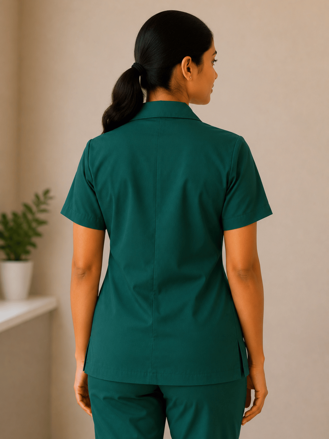 GREEN HALF SLEEVE LAB COAT FOR WOMEN