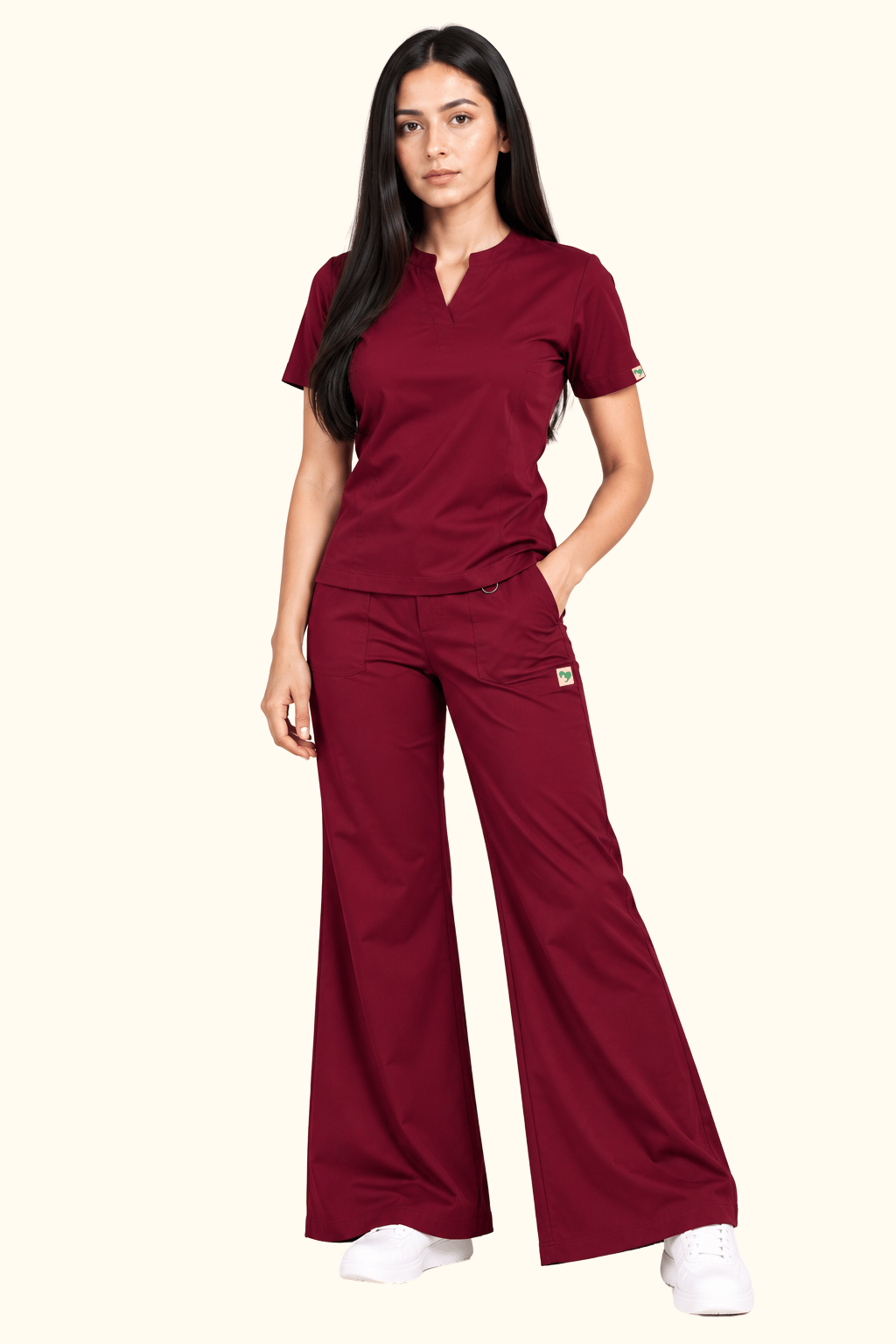 TSM MAROON BOOT CUT SCRUB FOR WOMEN
