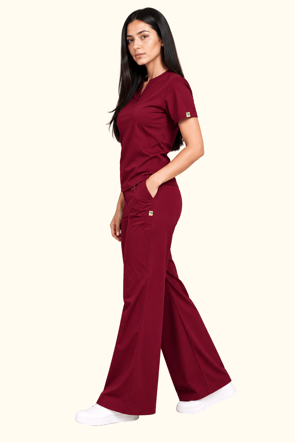 TSM MAROON BOOT CUT SCRUB FOR WOMEN