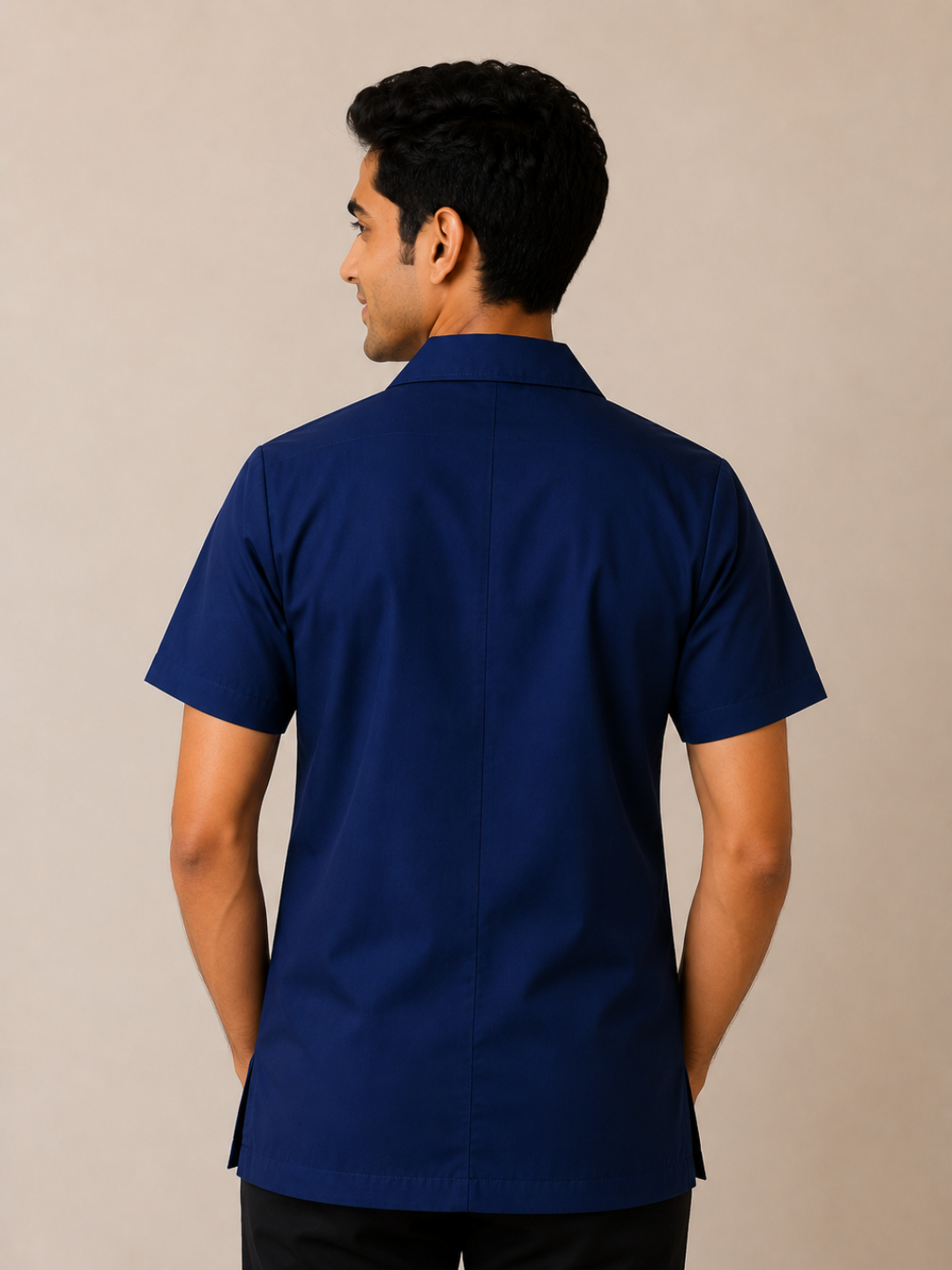 NAVY BLUE HALF SLEEVE LAB COAT FOR MEN