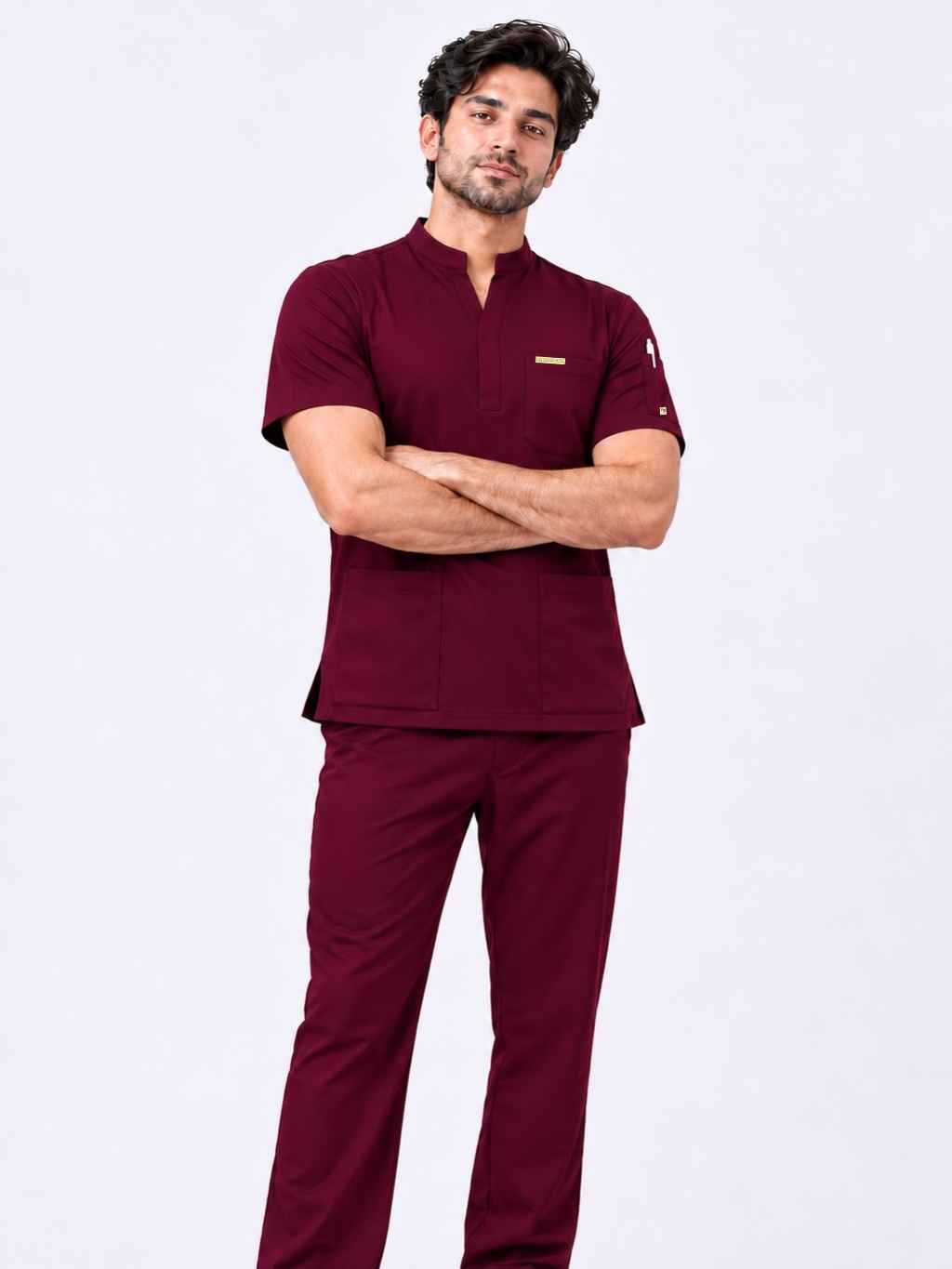 TSM 6 POCKET MANDARIN (MAROON) MEN SCRUB