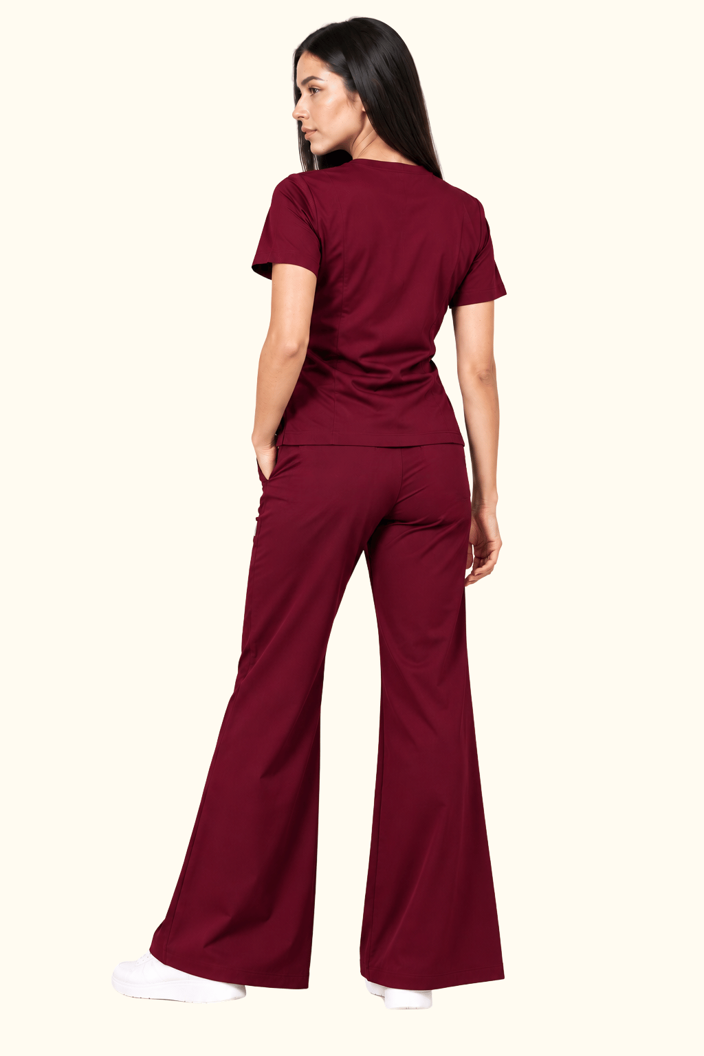 TSM MAROON BOOT CUT SCRUB FOR WOMEN