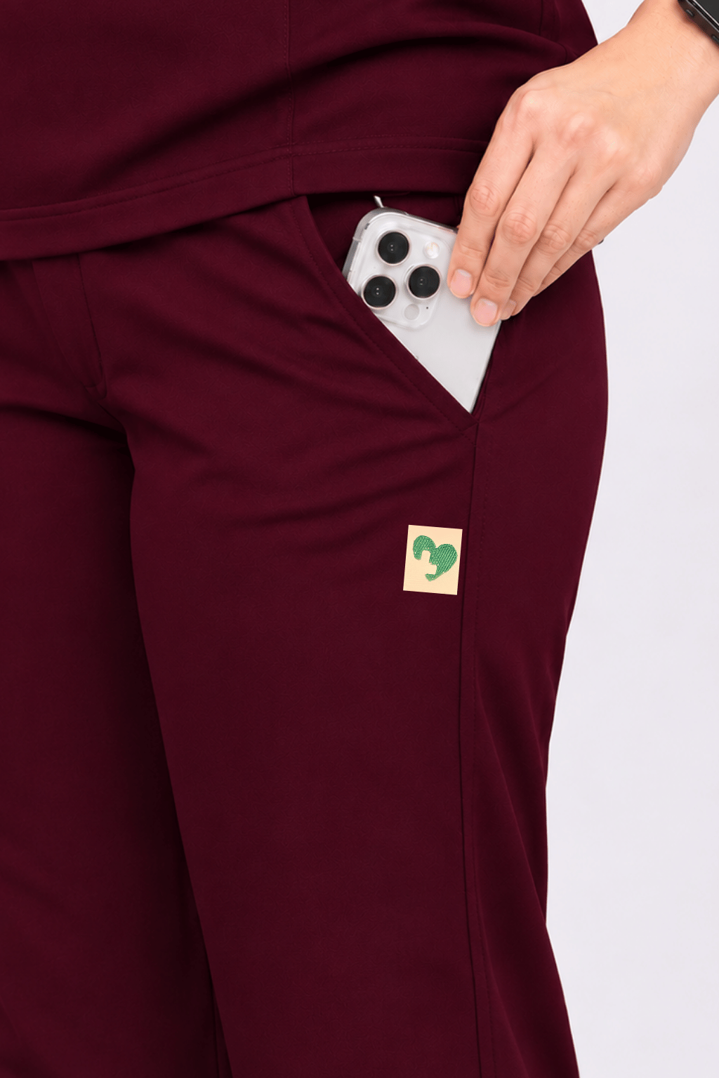 TSM MAROON BOOT CUT SCRUB FOR WOMEN