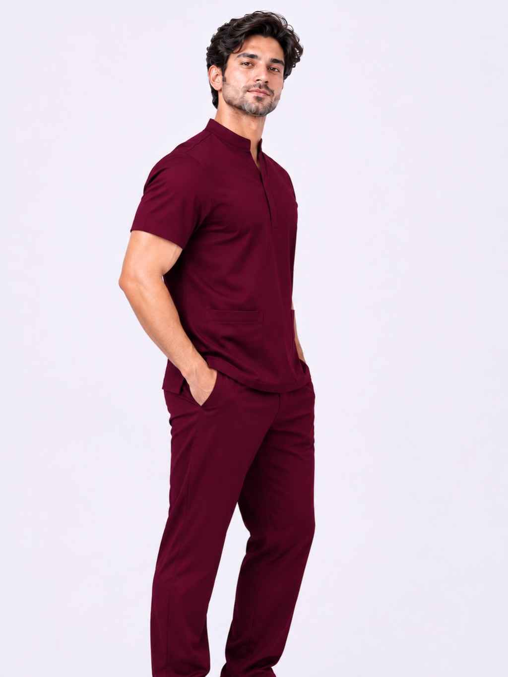 TSM 6 POCKET MANDARIN (MAROON) MEN SCRUB
