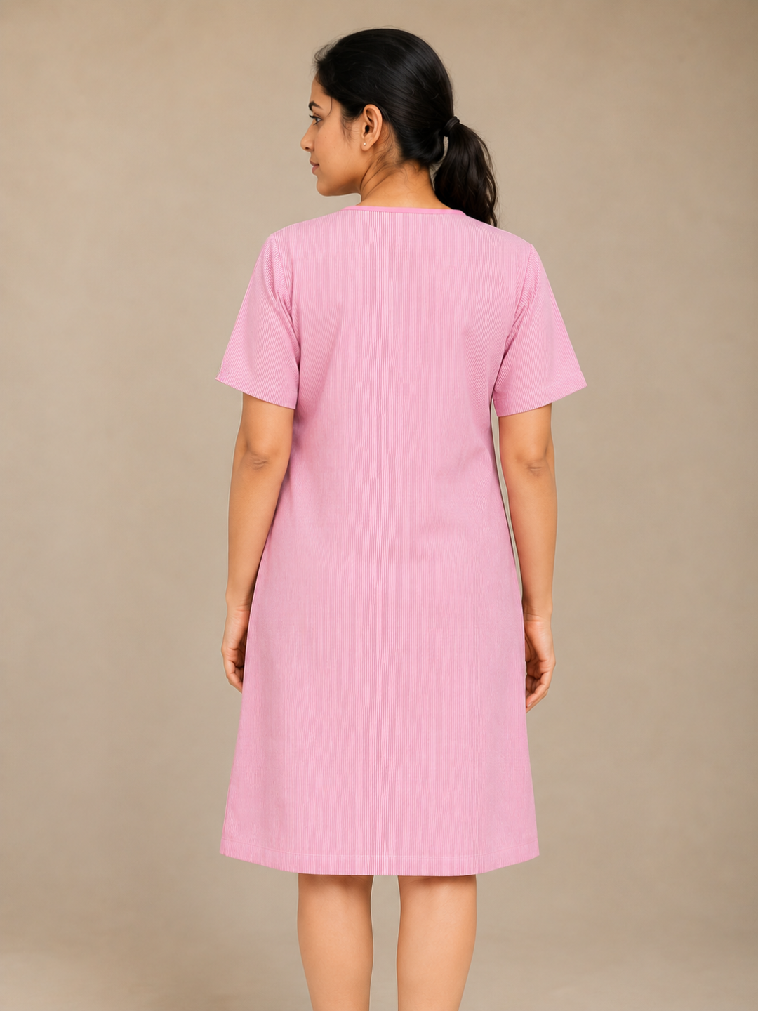 TSM PINK V NECK PATIENT DRESS FOR WOMEN