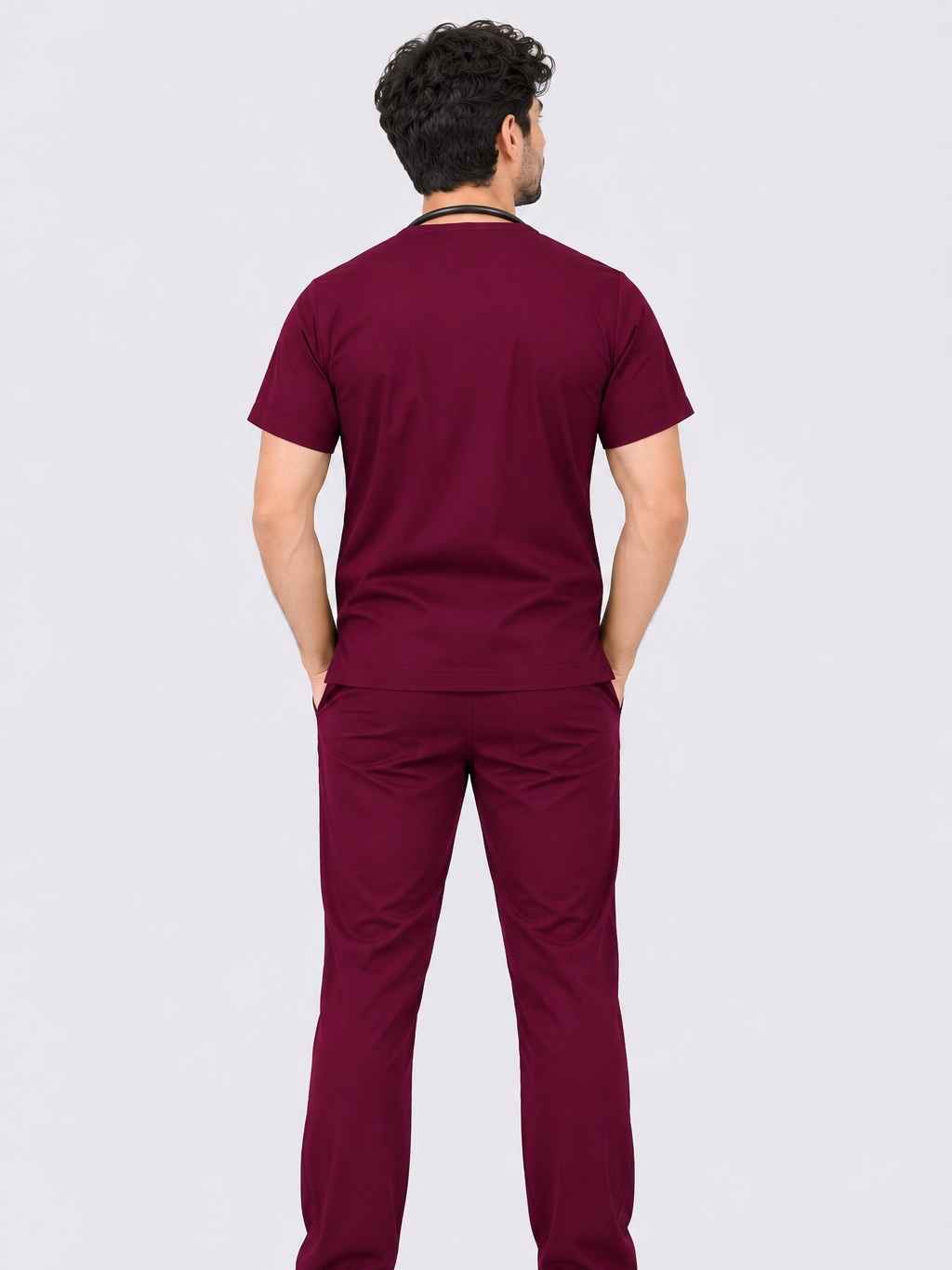 TSM 6 POCKET MANDARIN (MAROON) MEN SCRUB