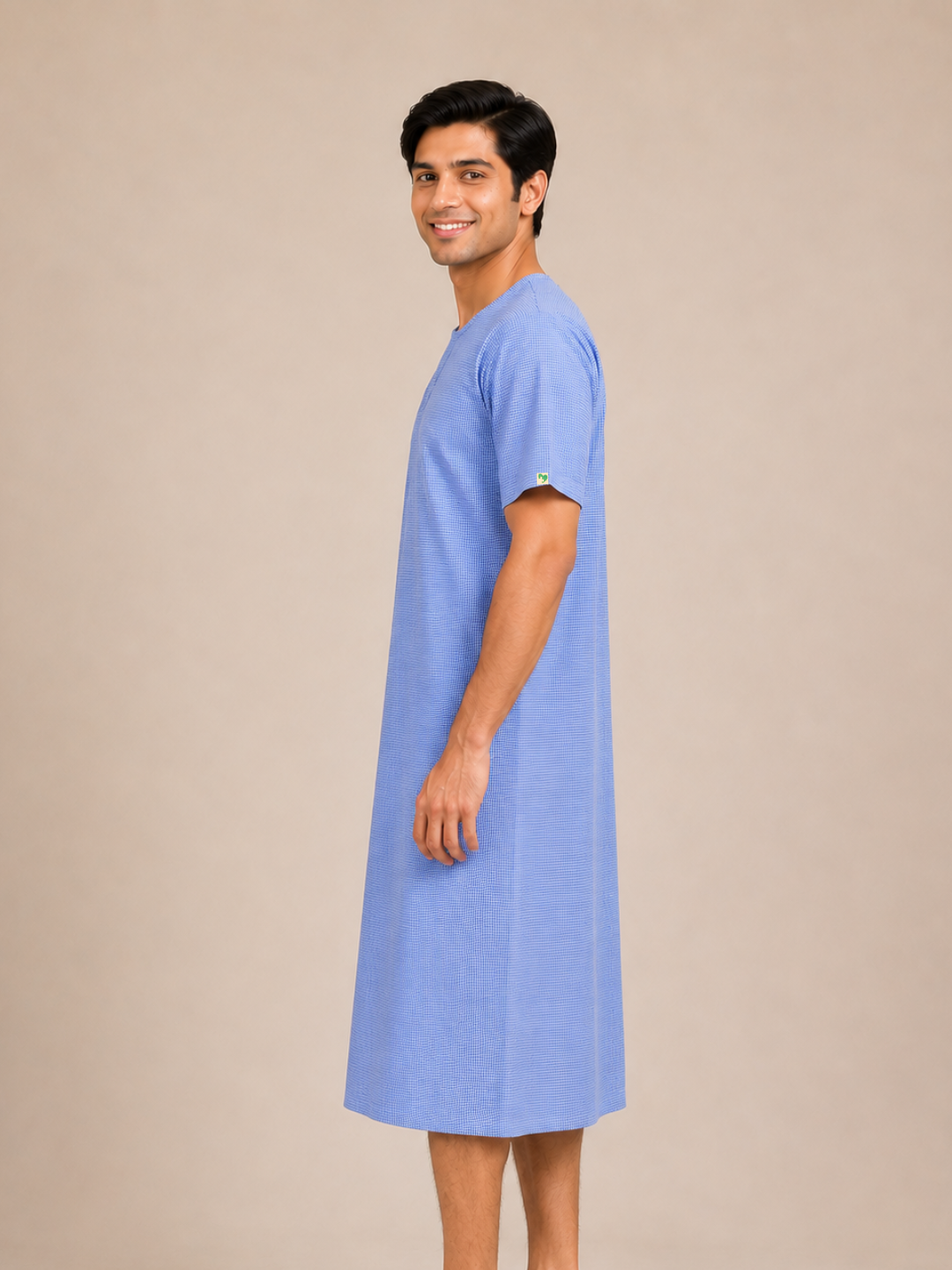 TSM BLUE ROUND NECK PATIENT DRESS FOR MEN