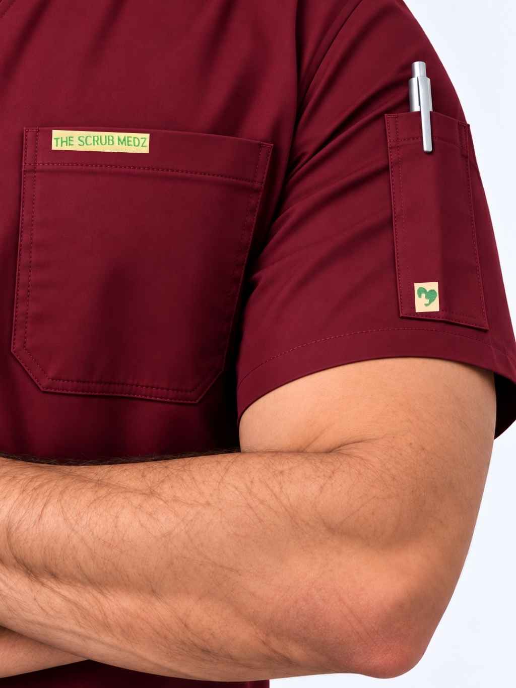 TSM 6 POCKET MANDARIN (MAROON) MEN SCRUB