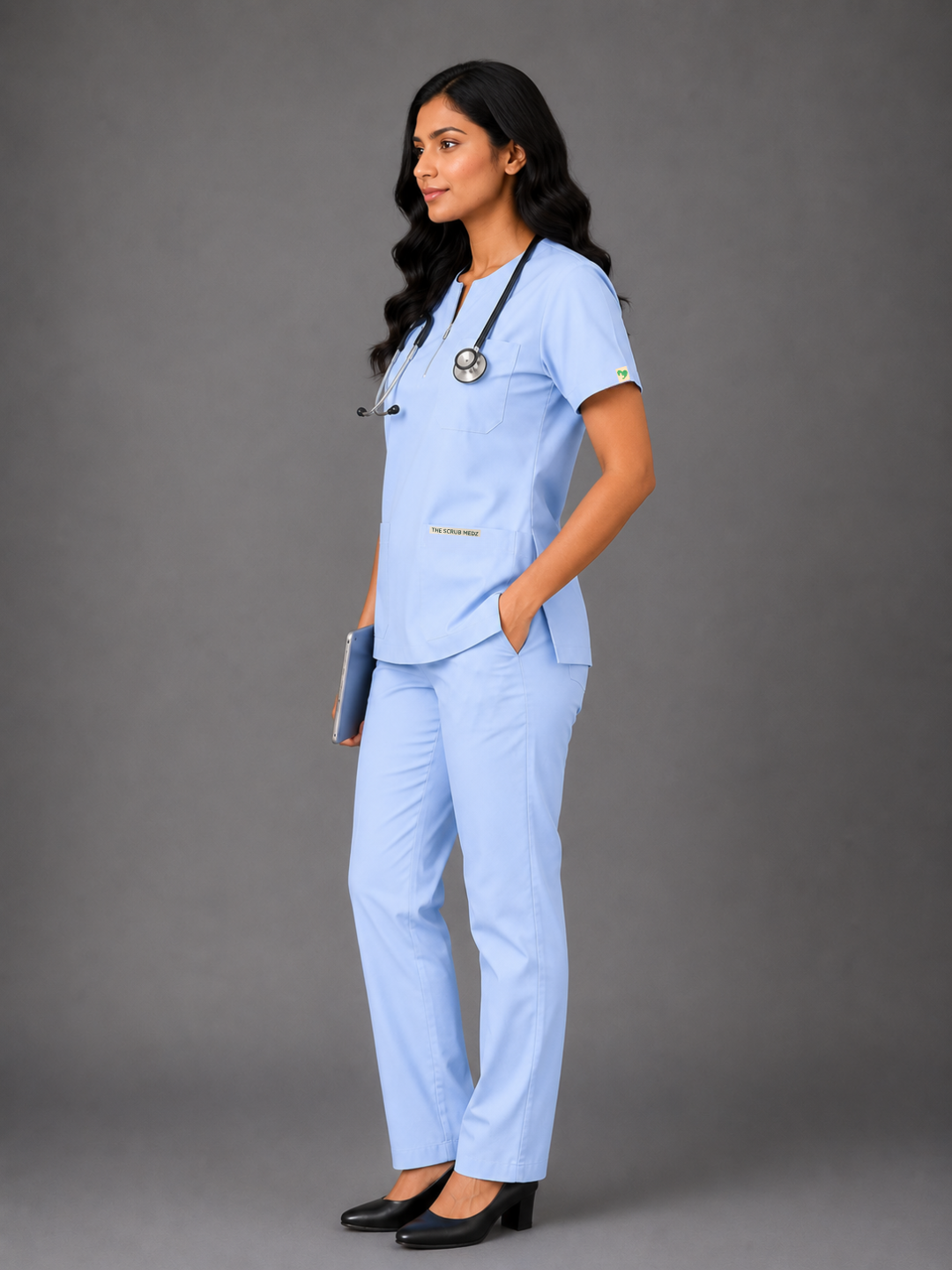 TSM ELITE 6 POCKET ZIPPER (SKY BLUE) WOMEN SCRUB