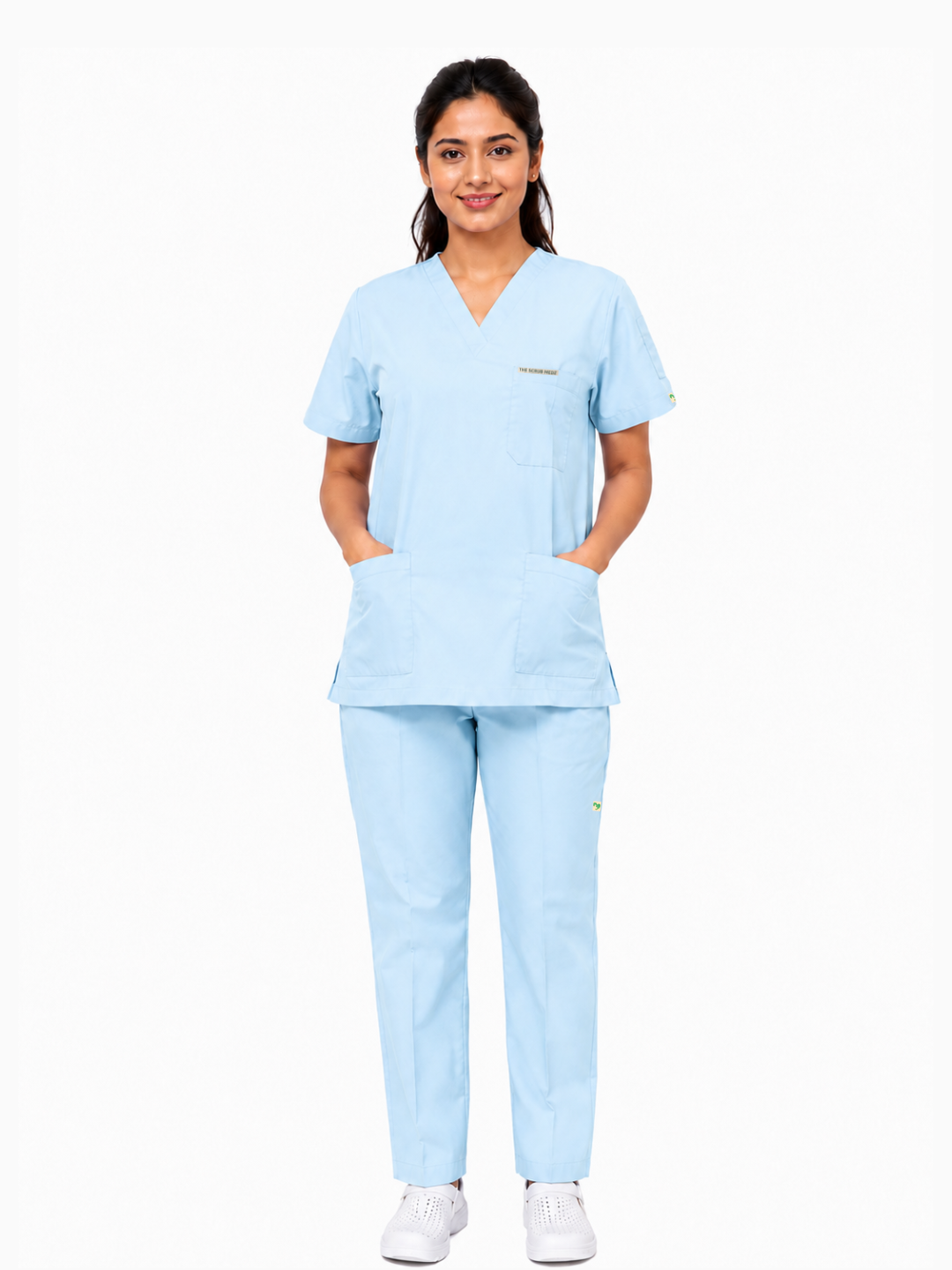 TSM ELITE 6 POCKET V NECK (SKY BLUE) WOMEN SCRUB