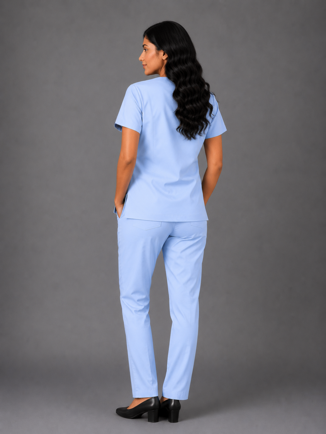 TSM ELITE 6 POCKET ZIPPER (SKY BLUE) WOMEN SCRUB