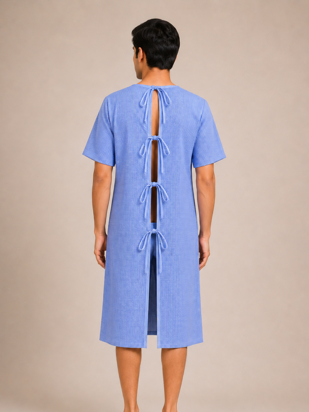 TSM BLUE ROUND NECK PATIENT DRESS FOR MEN