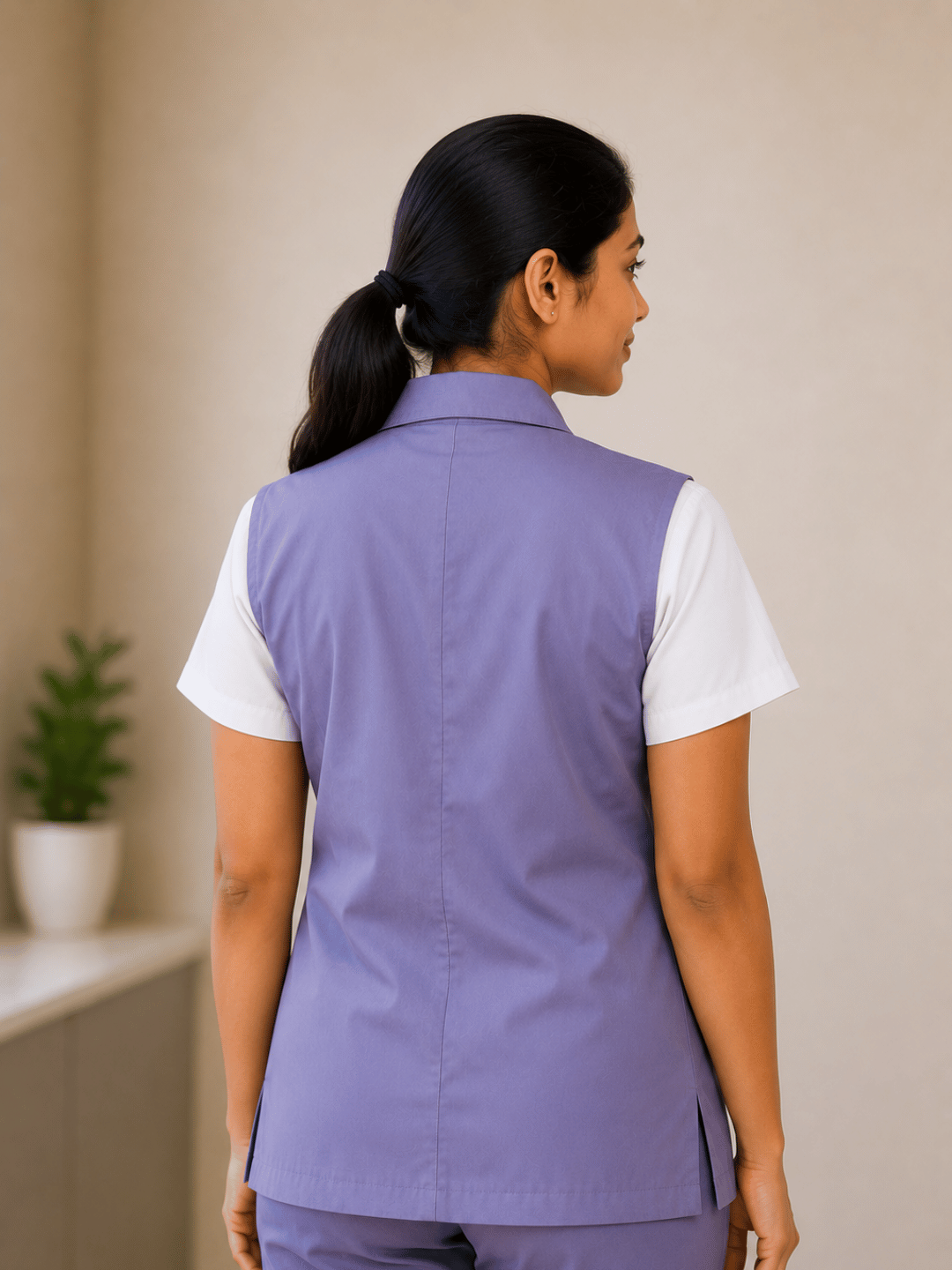 GREY SLEEVELESS NURSE COAT