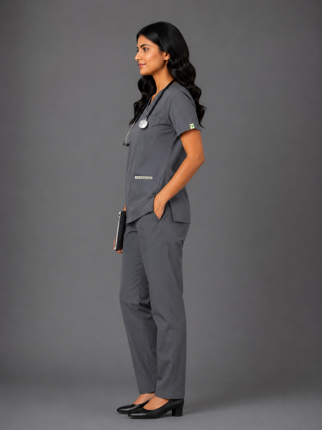 TSM ELITE 6 POCKET ZIPPER (GREY) WOMEN SCRUB