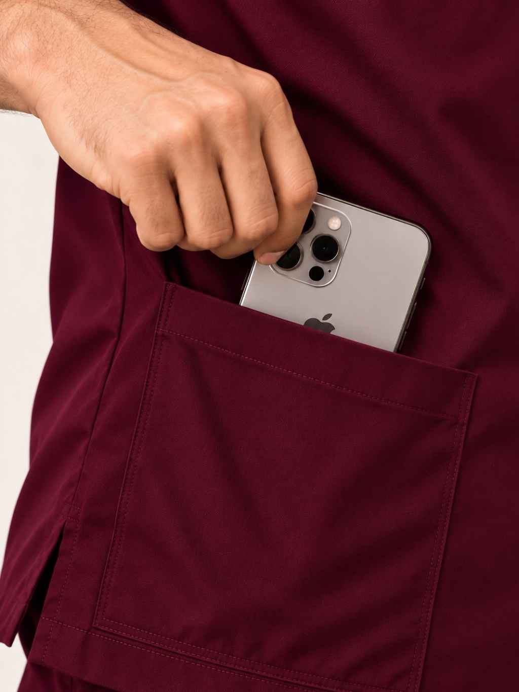 TSM 6 POCKET MANDARIN (MAROON) MEN SCRUB