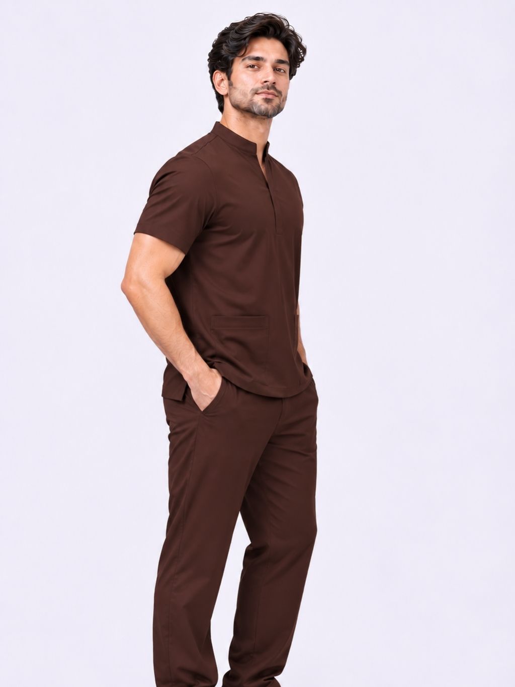 PRESTIGE 4 POCKET MANDARIN (BROWN) MEN SCRUB
