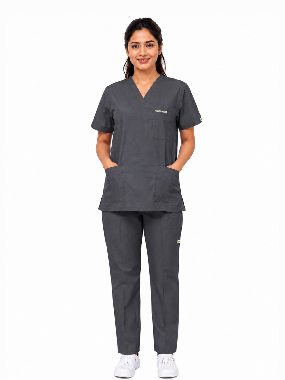 TSM ELITE 6 POCKET V NECK (GREY) WOMEN SCRUB