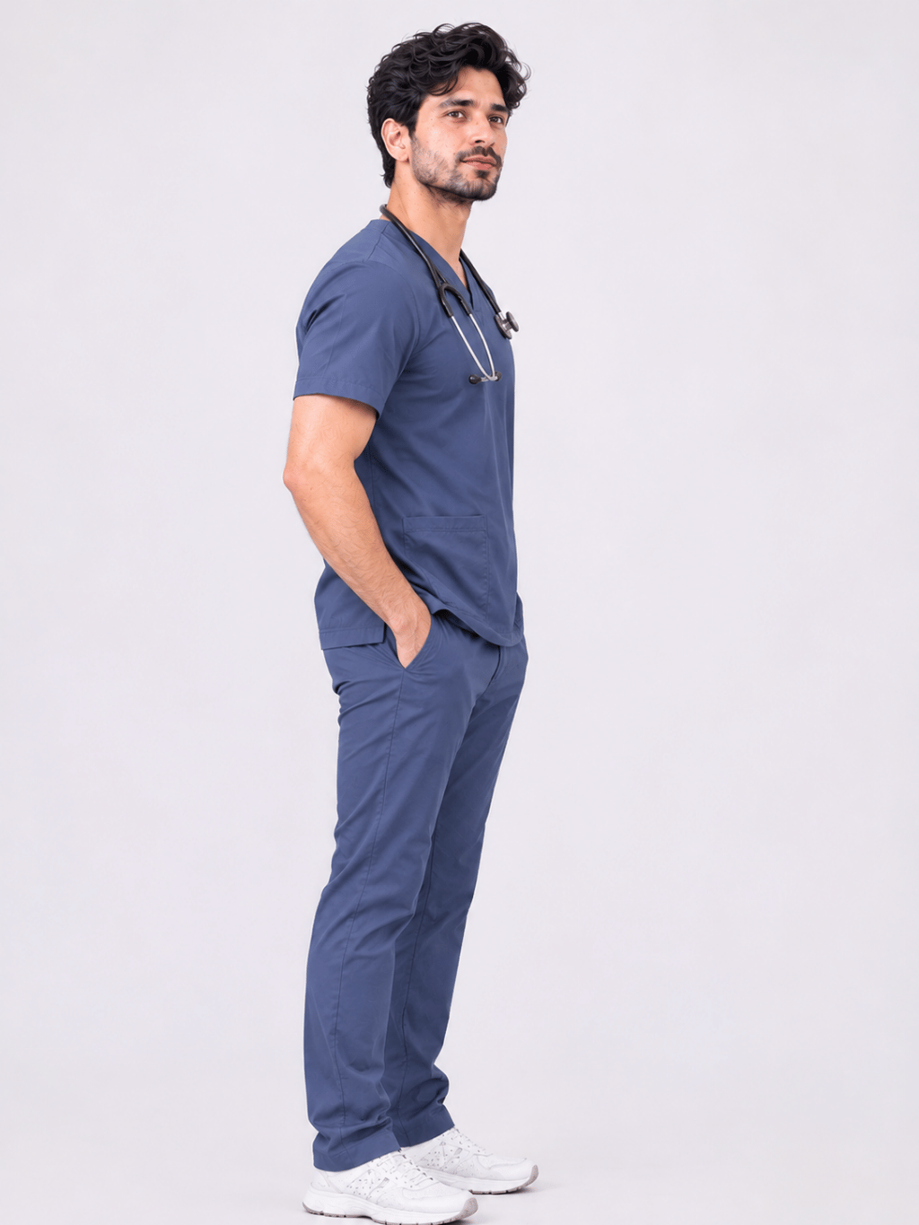 PRESTIGE 4 POCKET V NECK (GREY) MEN SCRUB