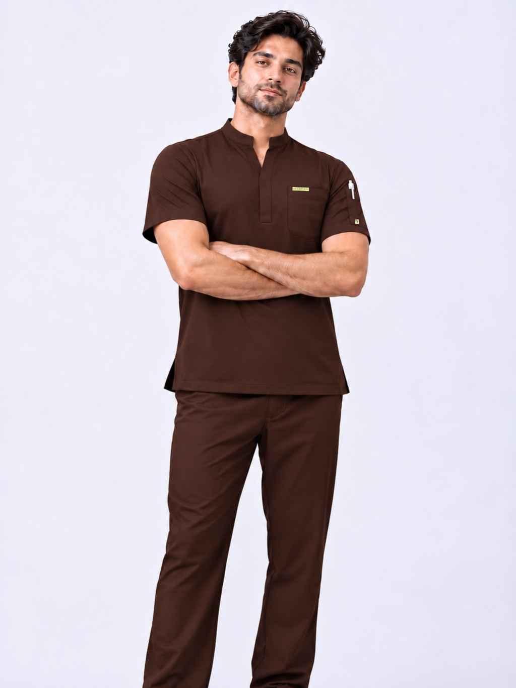 TSM 6 POCKET MANDARIN (BROWN) MEN SCRUB