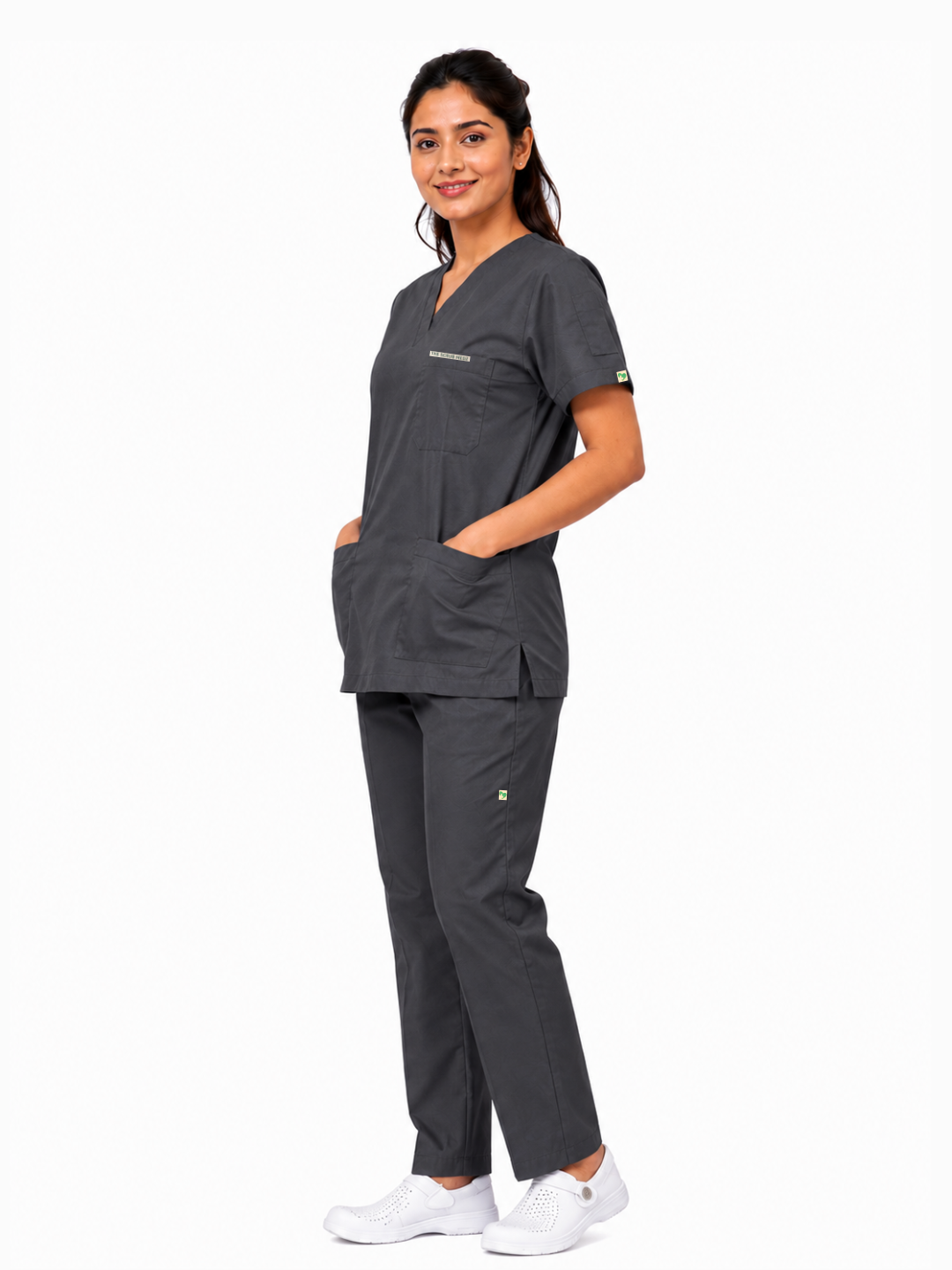 TSM ELITE 6 POCKET V NECK (GREY) WOMEN SCRUB