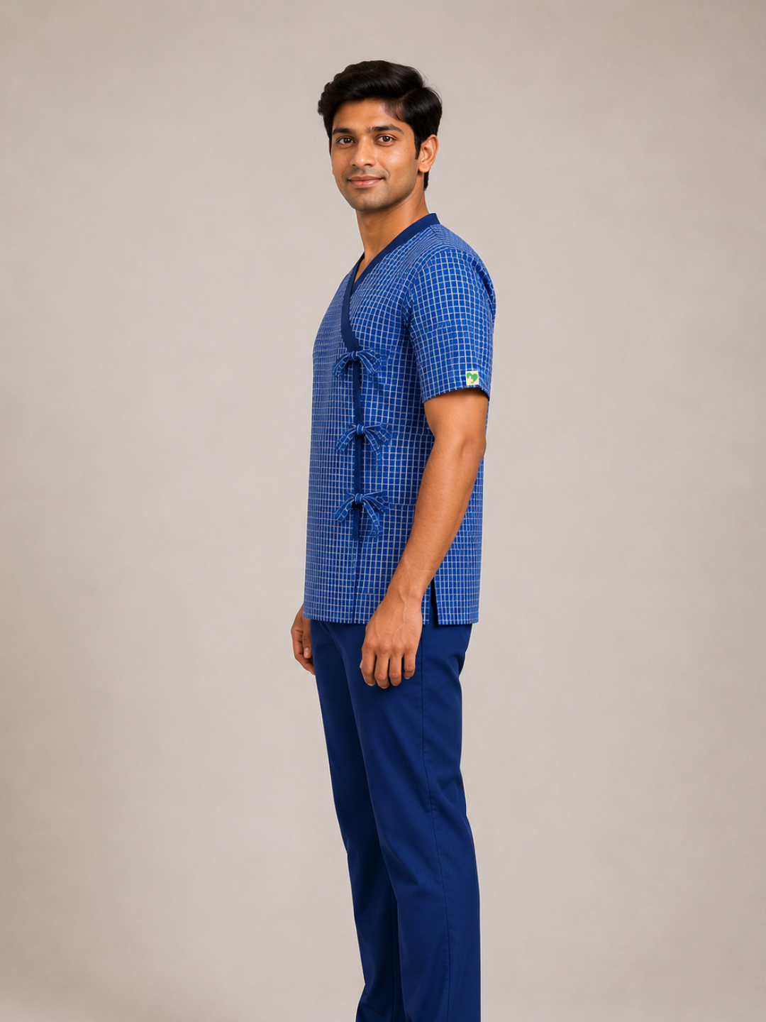 BLUE V NECK PATIENT DRESS FOR MEN
