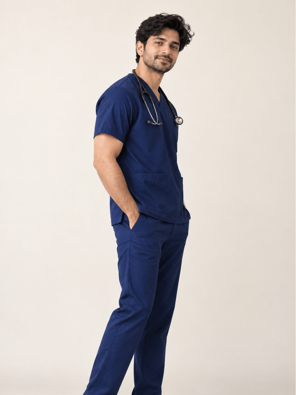PRESTIGE 4 POCKET V NECK (NAVY BLUE) MEN SCRUB