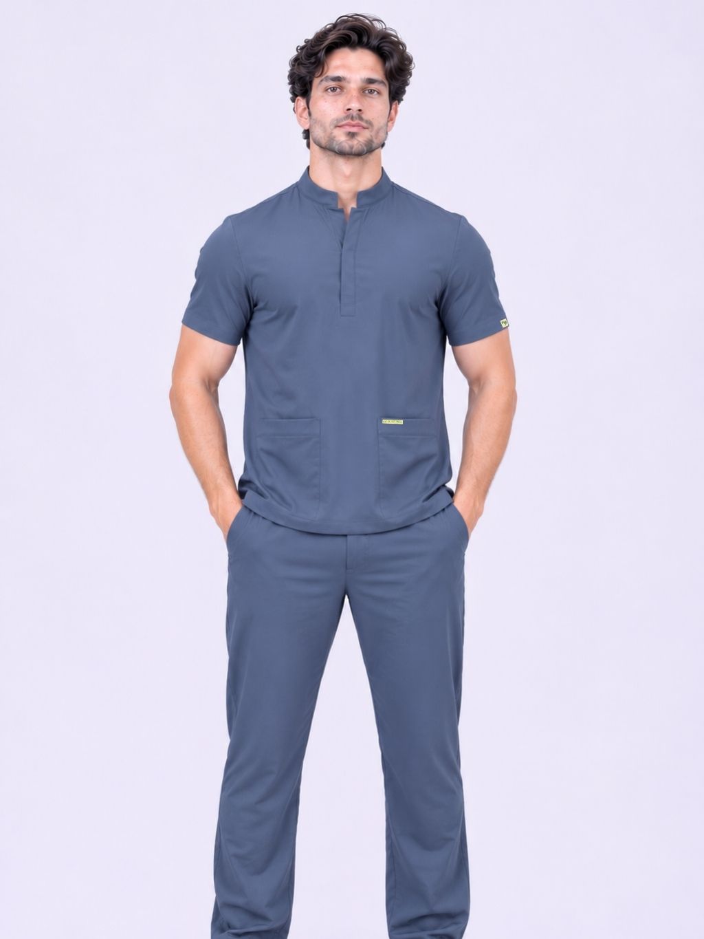 PRESTIGE 4 POCKET MANDARIN (GREY) MEN SCRUB