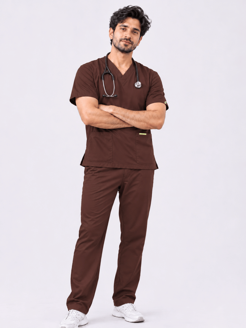 PRESTIGE 4 POCKET V NECK (BROWN) ACTIVE SCRUB