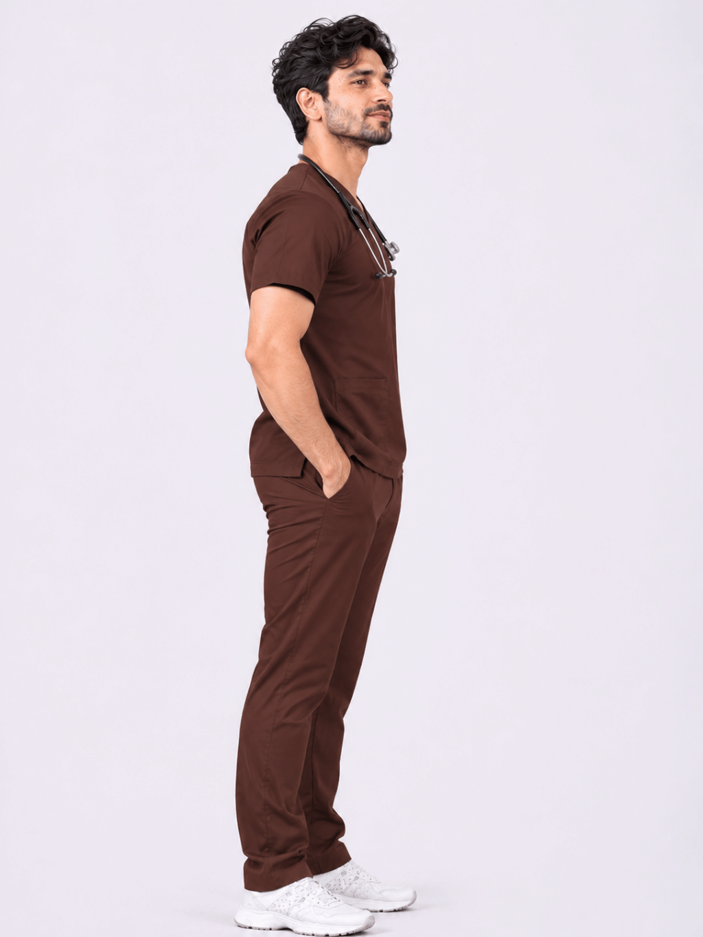 PRESTIGE 4 POCKET V NECK (BROWN) ACTIVE SCRUB