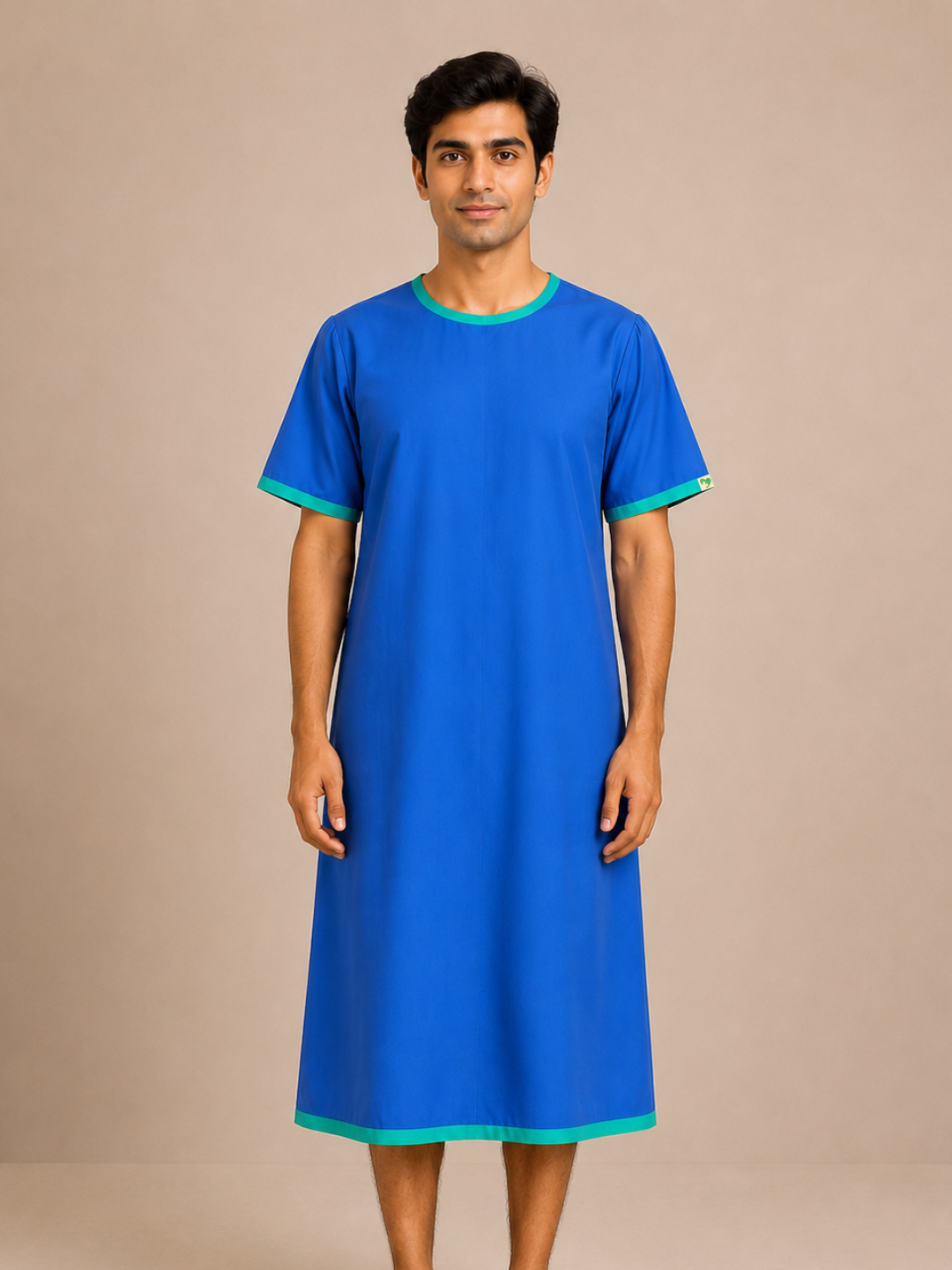 BLUE ROUND NECK PATIENT DRESS FOR MEN