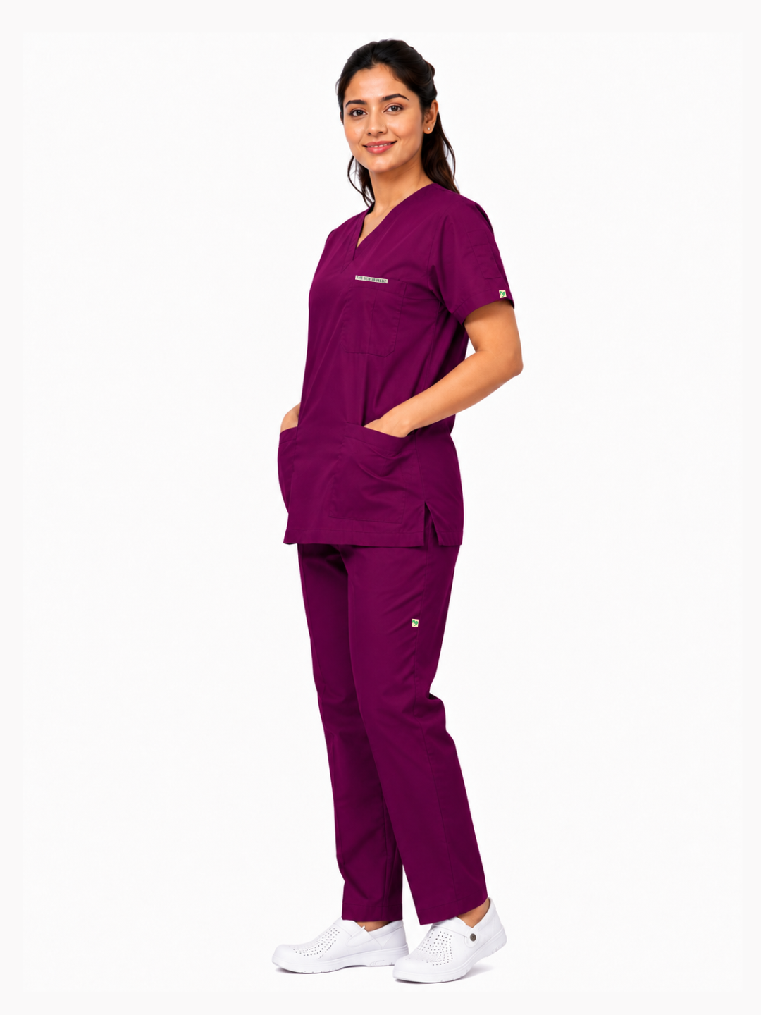 TSM ELITE 6 POCKET V NECK (WINE) WOMEN SCRUB