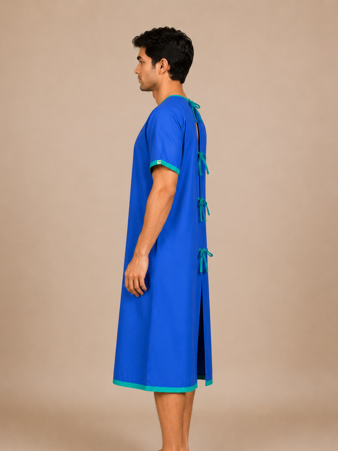BLUE ROUND NECK PATIENT DRESS FOR MEN