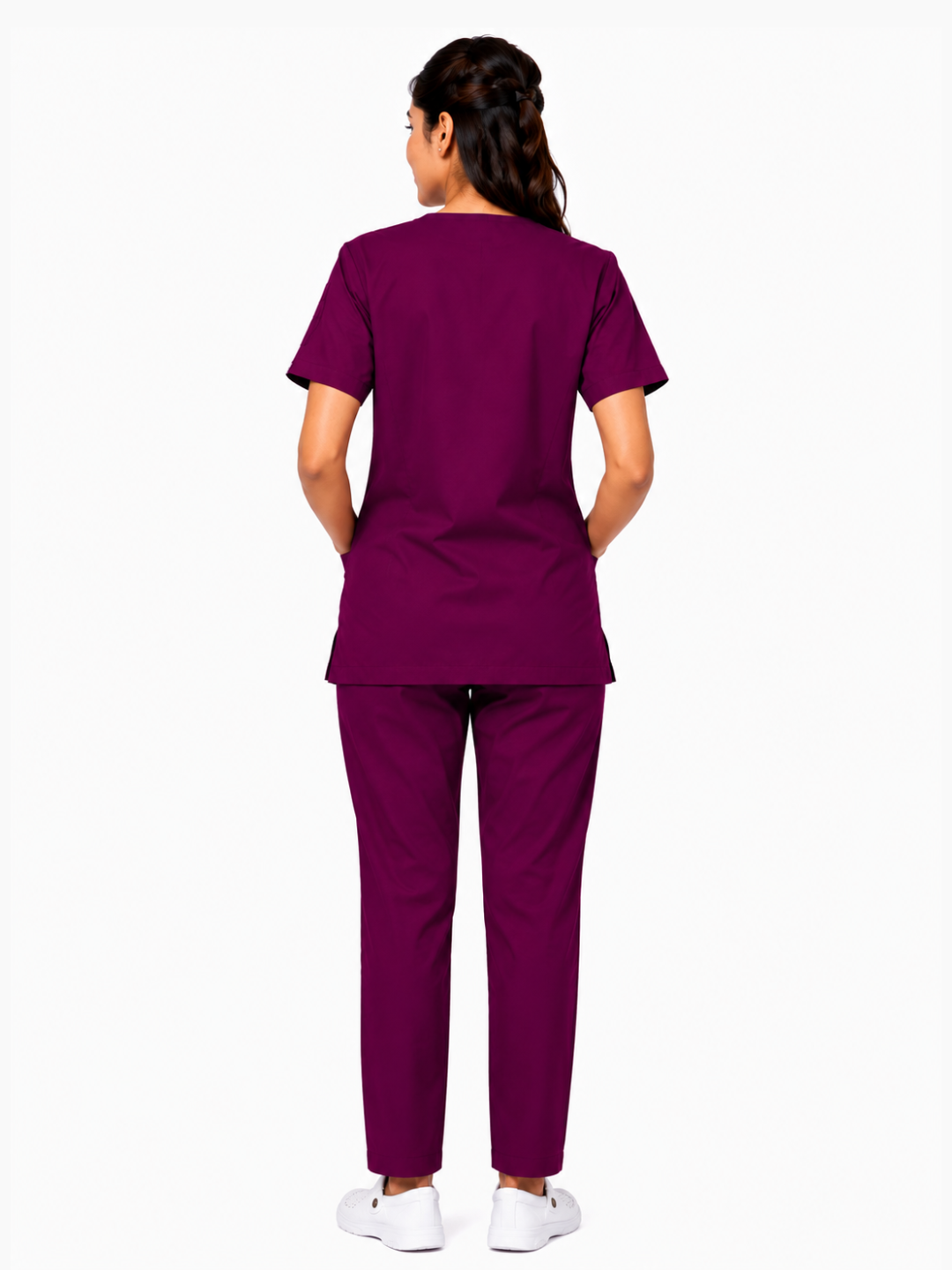 TSM ELITE 6 POCKET V NECK (WINE) WOMEN SCRUB
