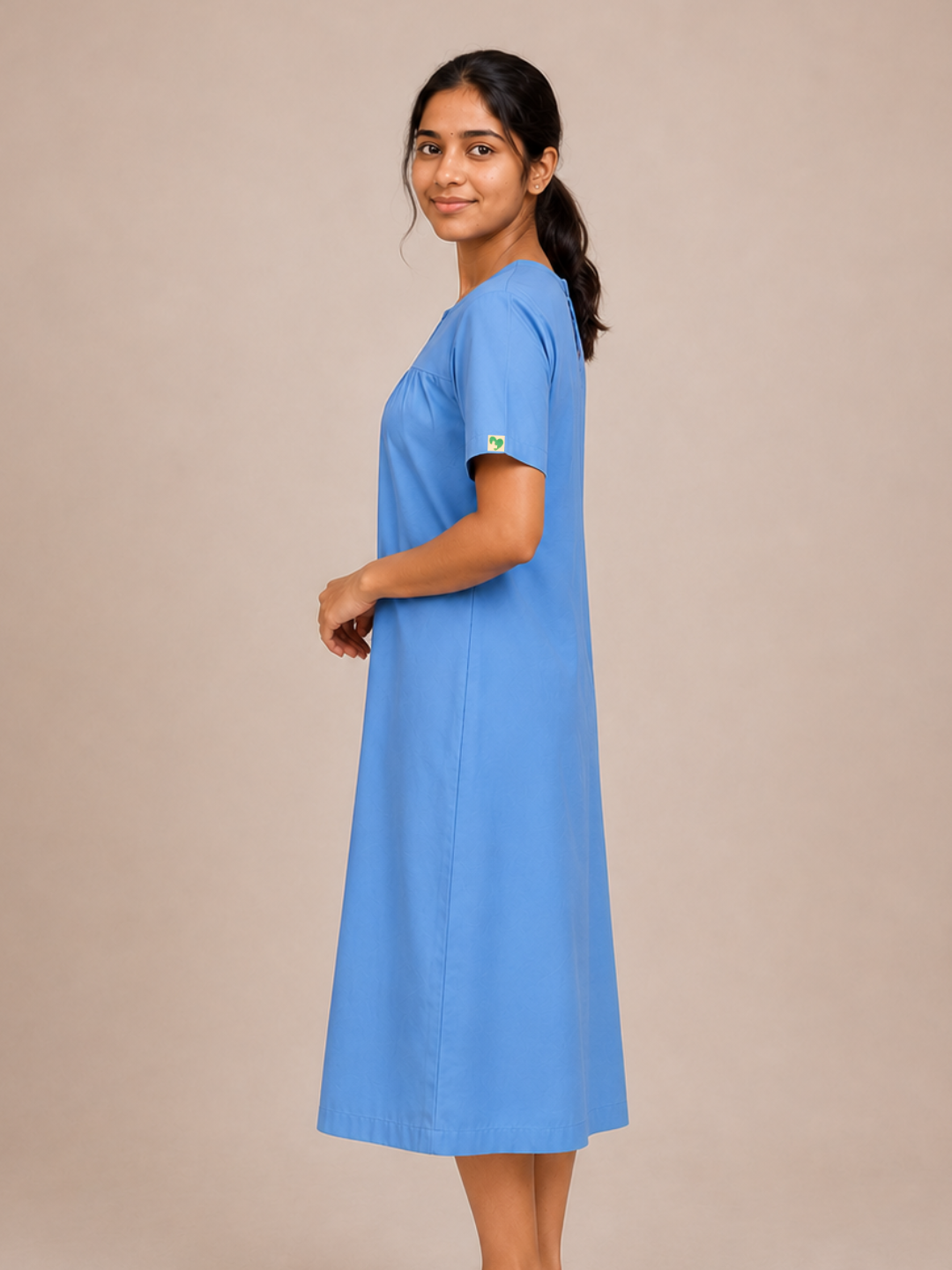 BLUE PATIENT DRESS FOR WOMEN