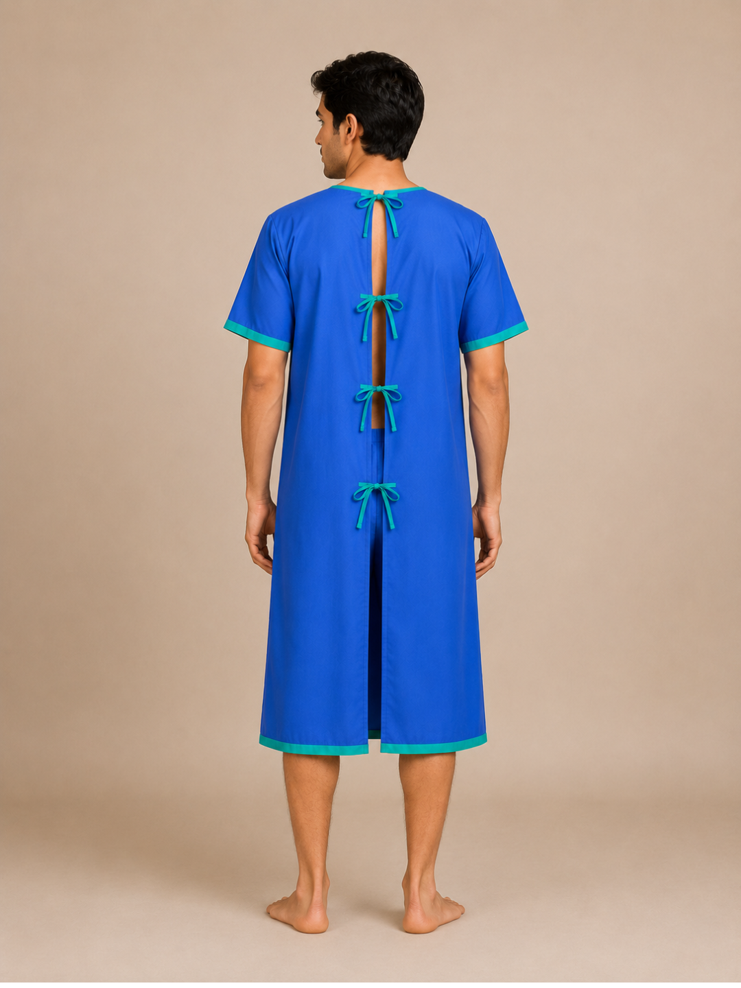 BLUE ROUND NECK PATIENT DRESS FOR MEN