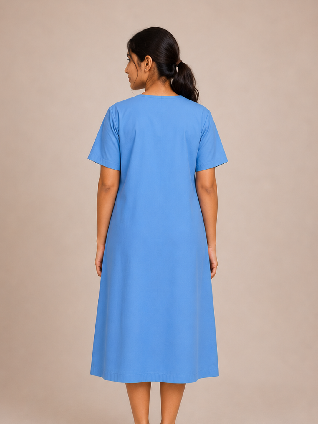 BLUE PATIENT DRESS FOR WOMEN