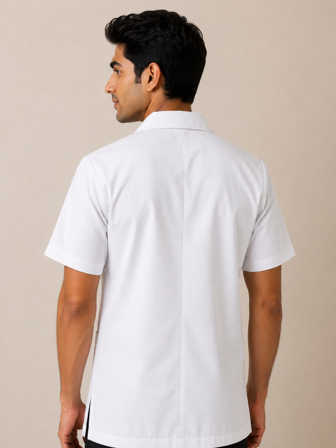 WHITE HALF SLEEVE LAB COAT FOR MEN