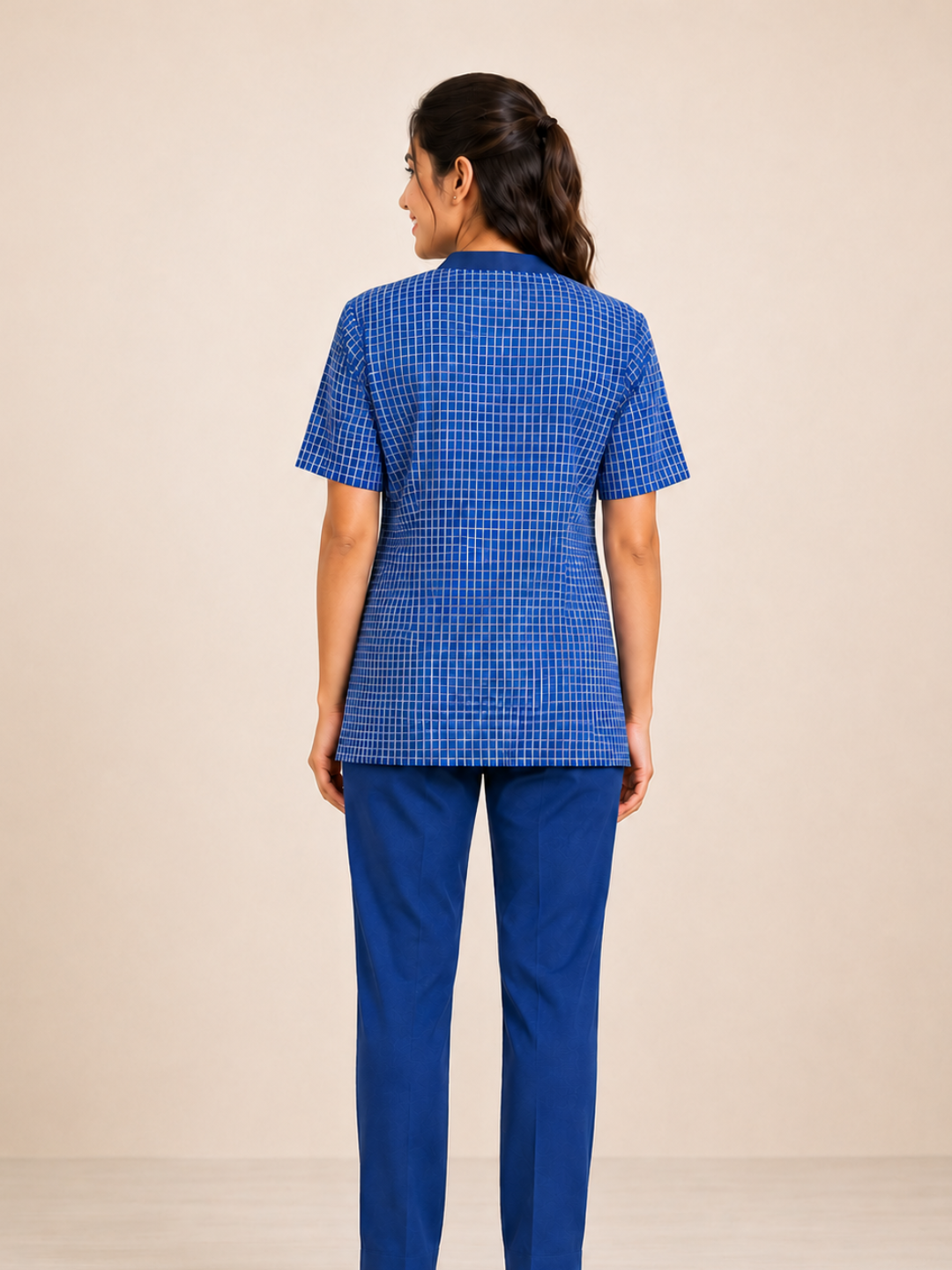 BLUE V NECK PATIENT DRESS FOR WOMEN