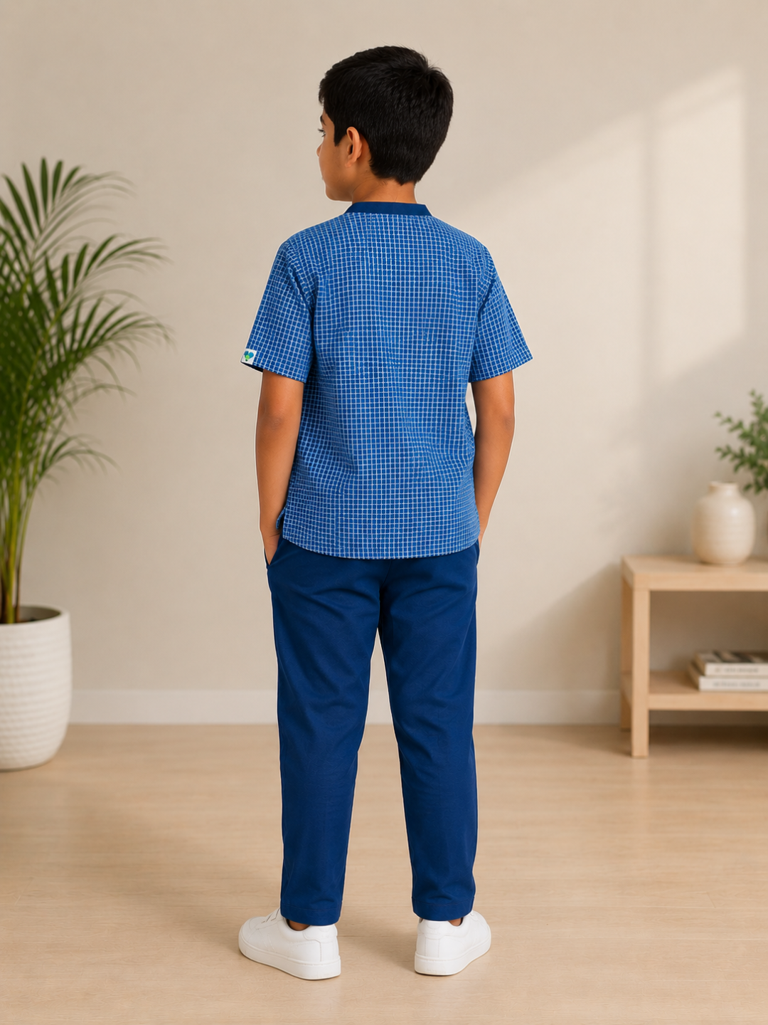 BLUE V NECK PATIENT DRESS FOR KIDS BOY