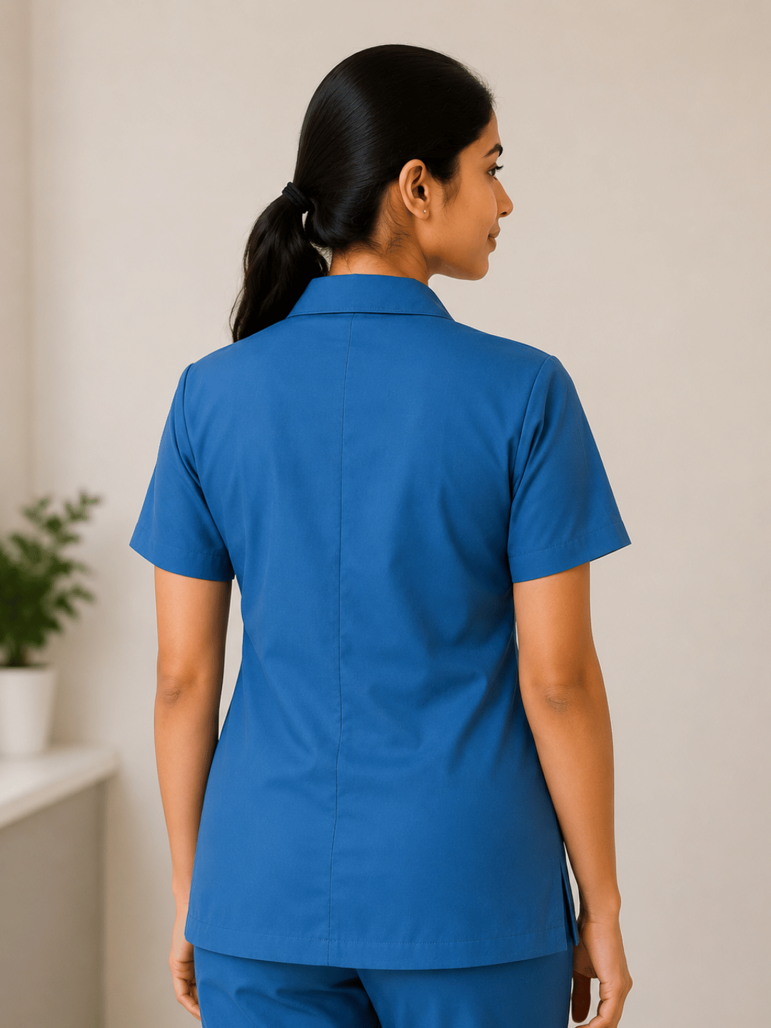 BLUE HALF SLEEVE LAB COAT FOR WOMEN