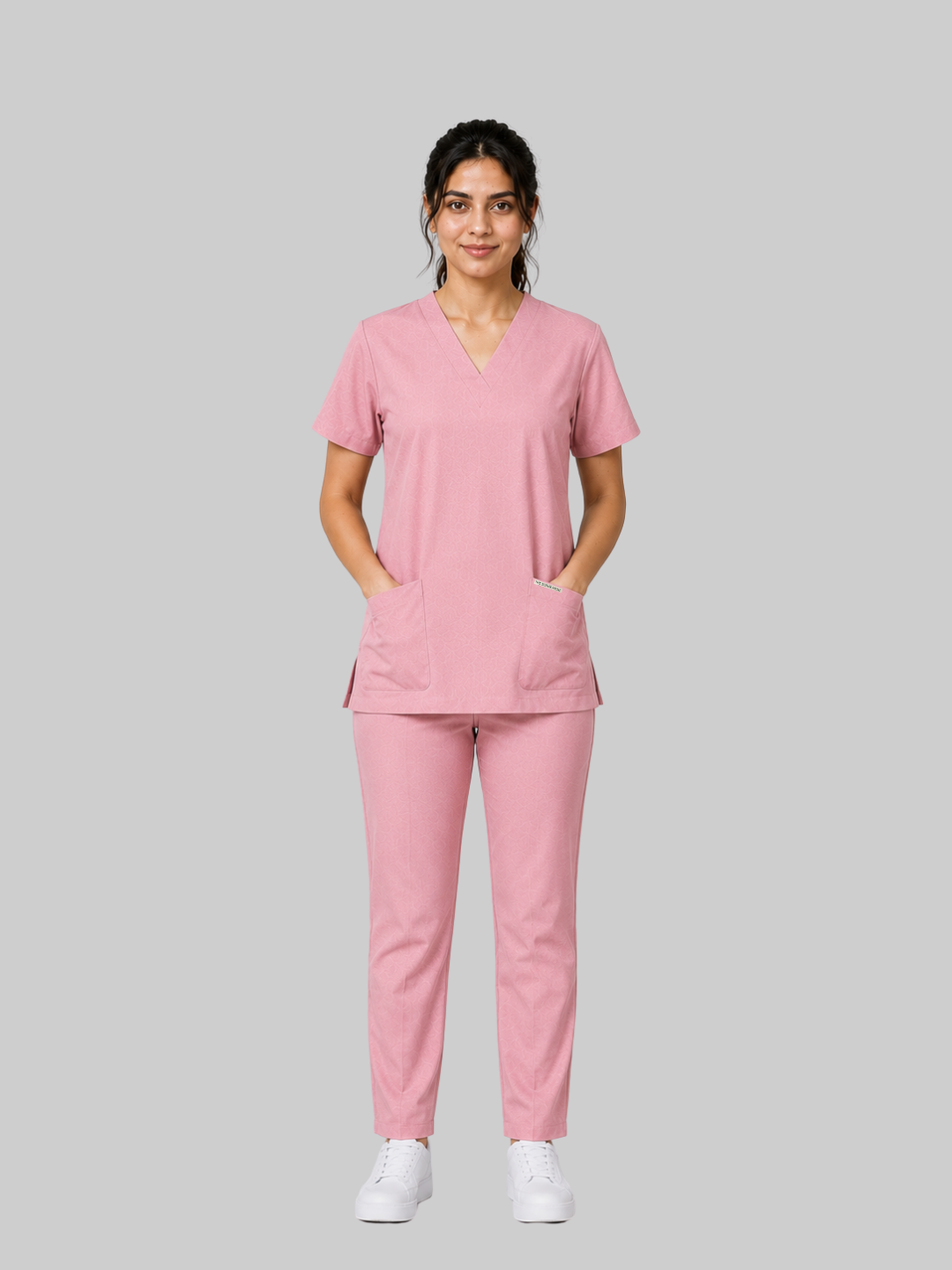 ONYX 4 POCKET V NECK WOMEN (PINK) SCRUB