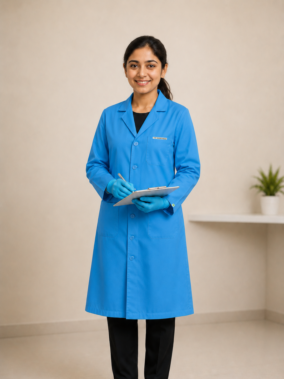 BLUE FULL SLEEVE LAB COAT FOR WOMEN
