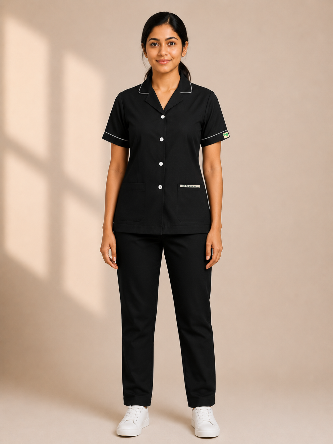 BLACK HALF SLEEVE NURSE UNIFORM