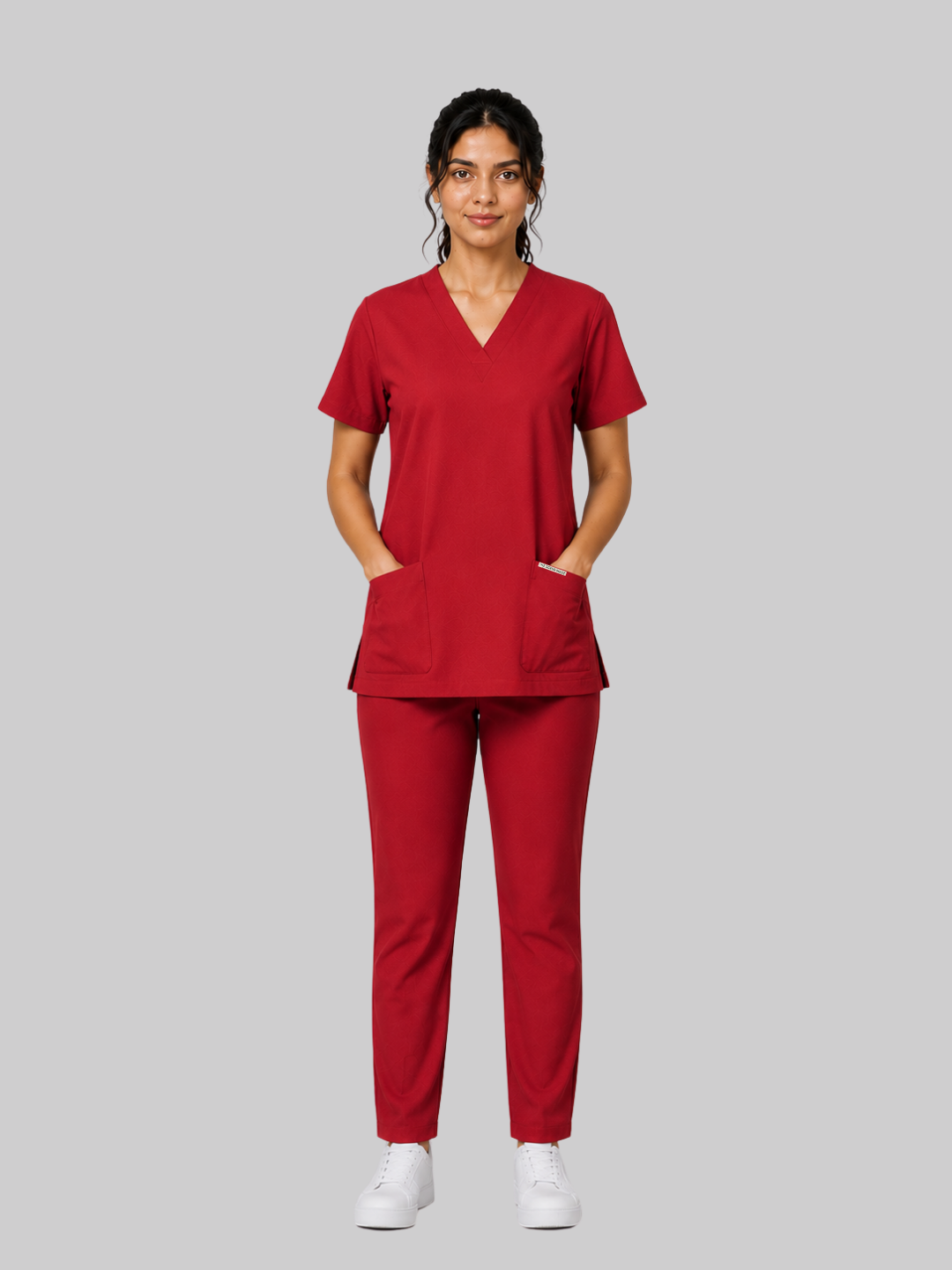 ONYX 4 POCKET V NECK WOMEN (RED) SCRUB