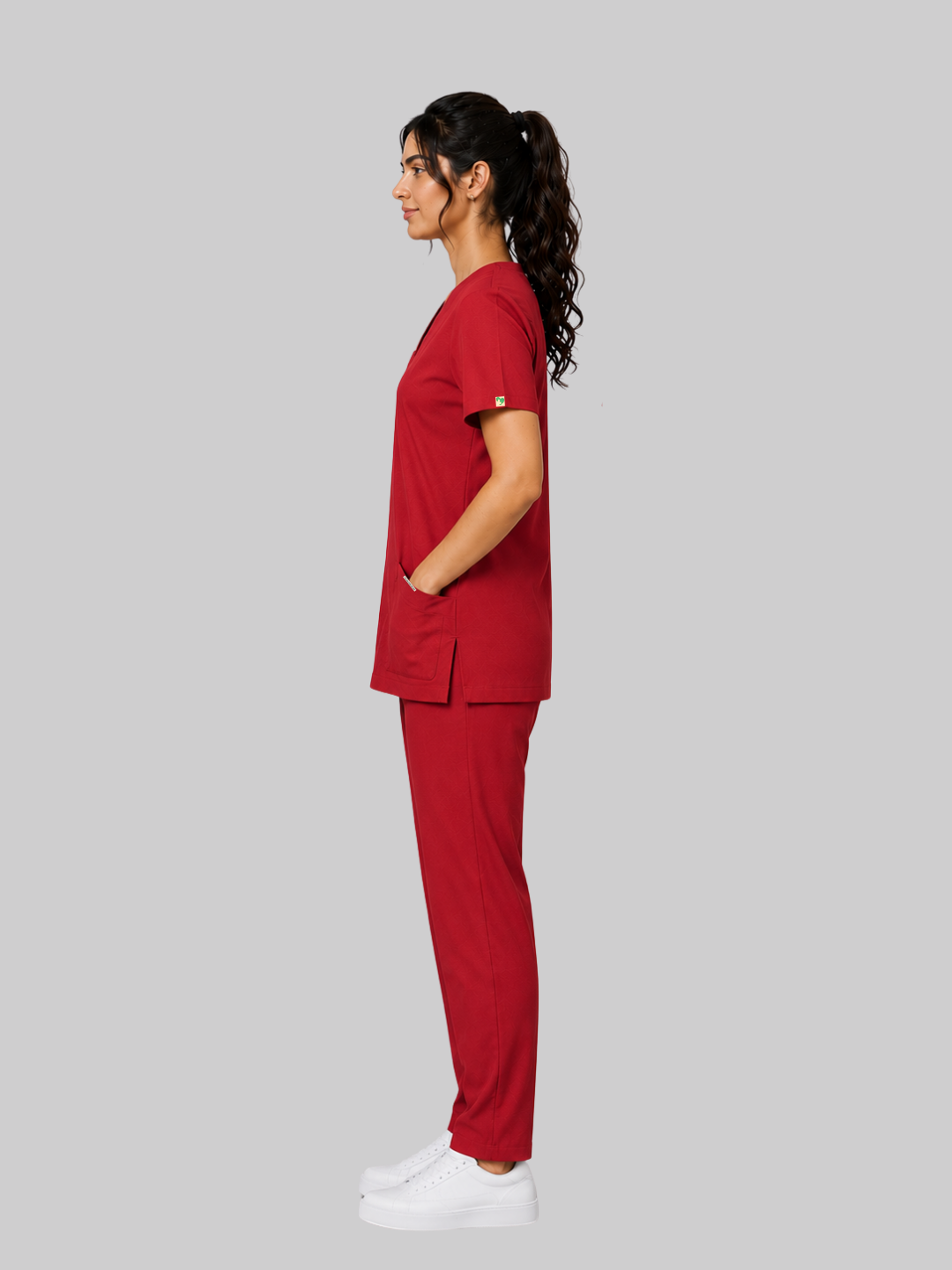 ONYX 4 POCKET V NECK WOMEN (RED) SCRUB