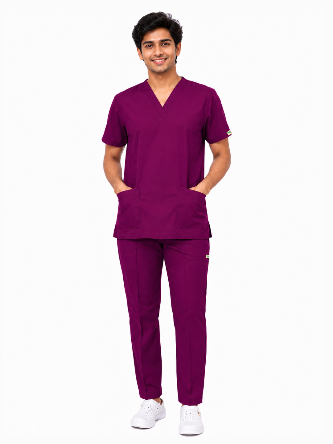PRESTIGE 4 POCKET V NECK (WINE) MEN SCRUB